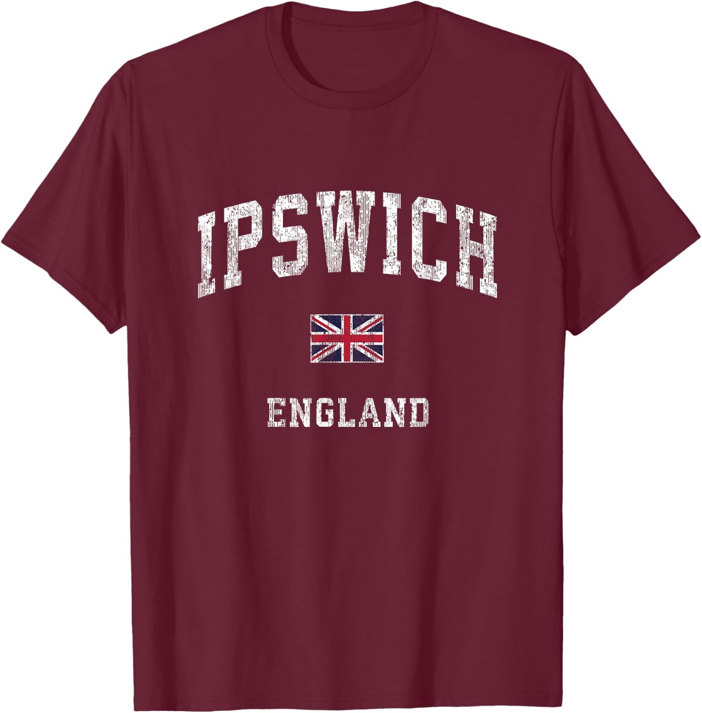 Ipswich England Vintage Athletic Sports Design T-Shirt - T-Shirt | Maroon