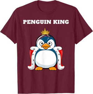 Penguin King | Penguin Design | Boys Penguin T-Shirt - T-Shirt | Maroon