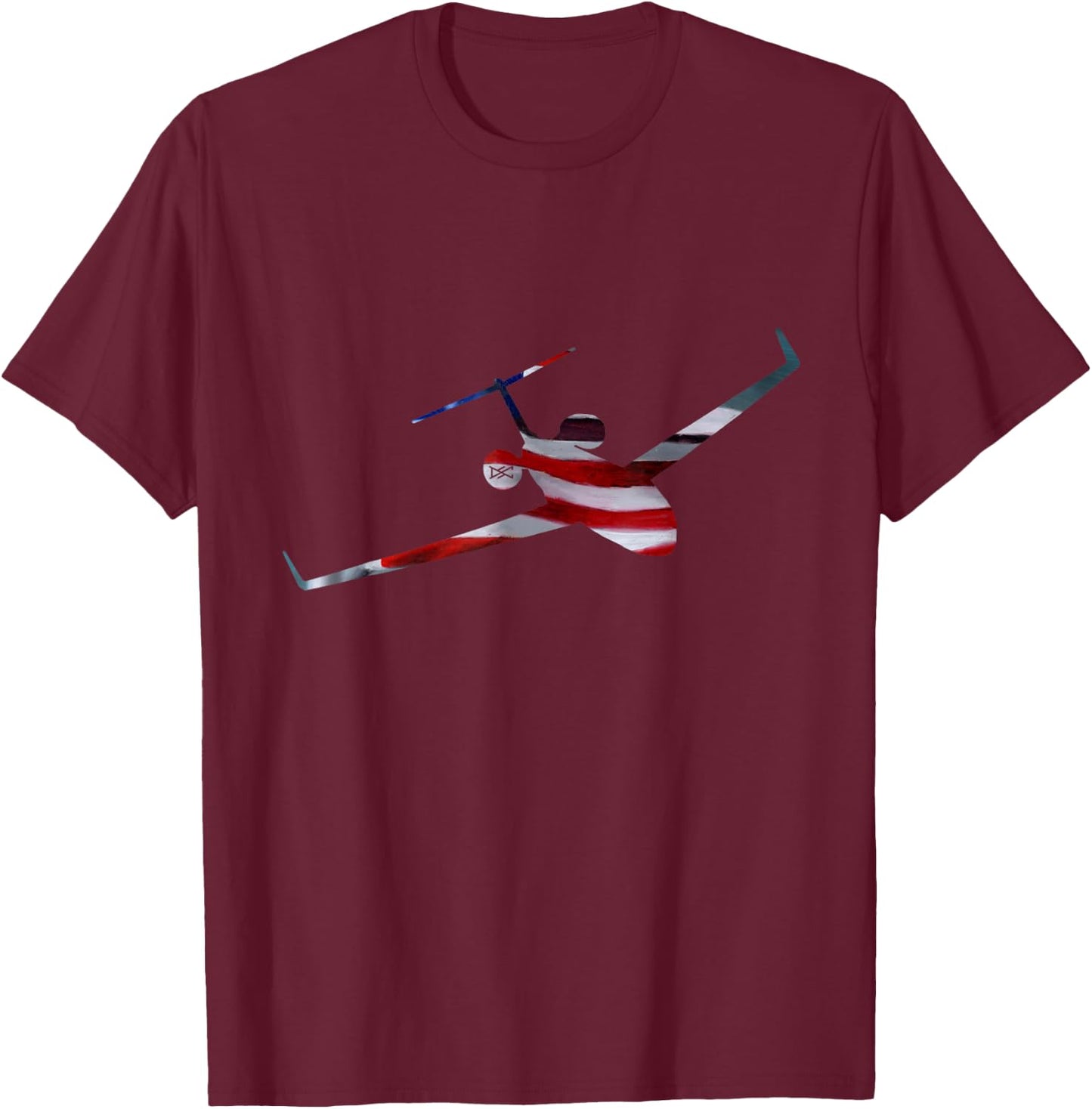 Gulfstream GV American Flag Silhouette T-Shirt - T-Shirt | Maroon
