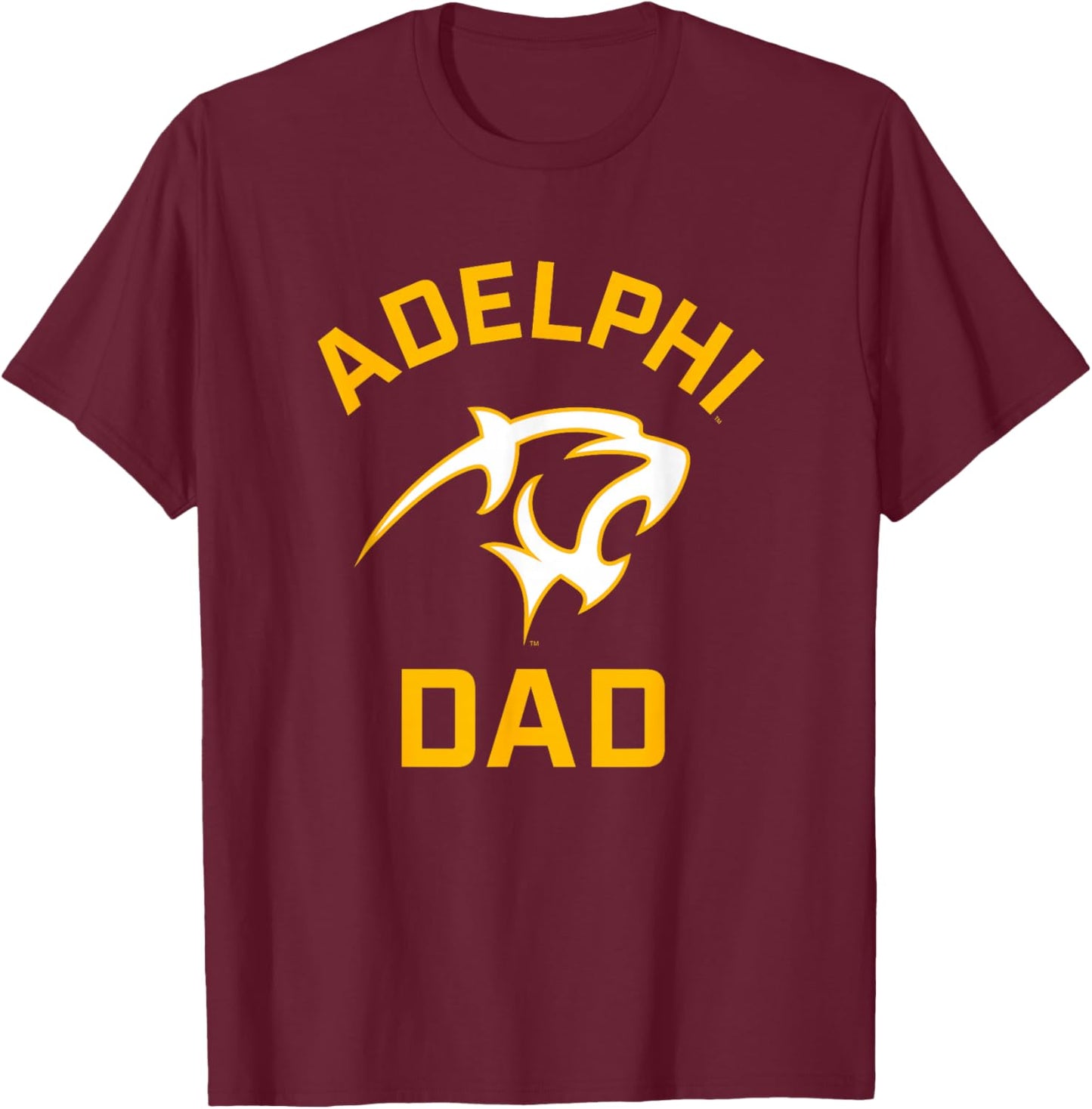 Adelphi University Panthers Arched Dad T-Shirt - T-Shirt | Maroon