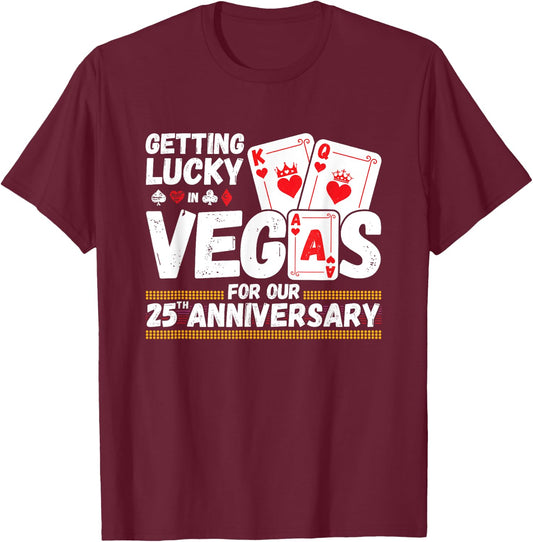 25th Anniversary - Las Vegas 25th Wedding Anniversary Couple T-Shirt - T-Shirt | Maroon
