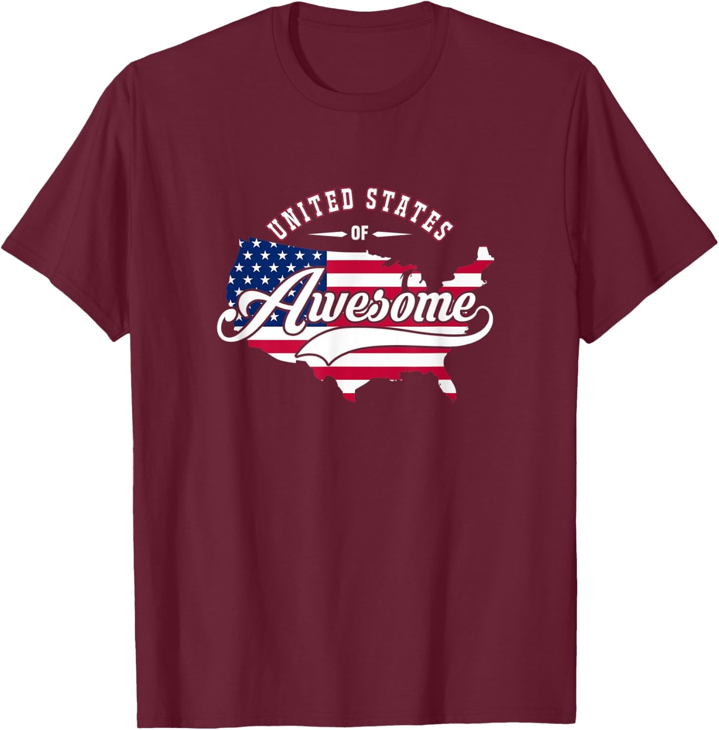 United States Of Awesome USA Flag T-Shirt - T-Shirt | Maroon