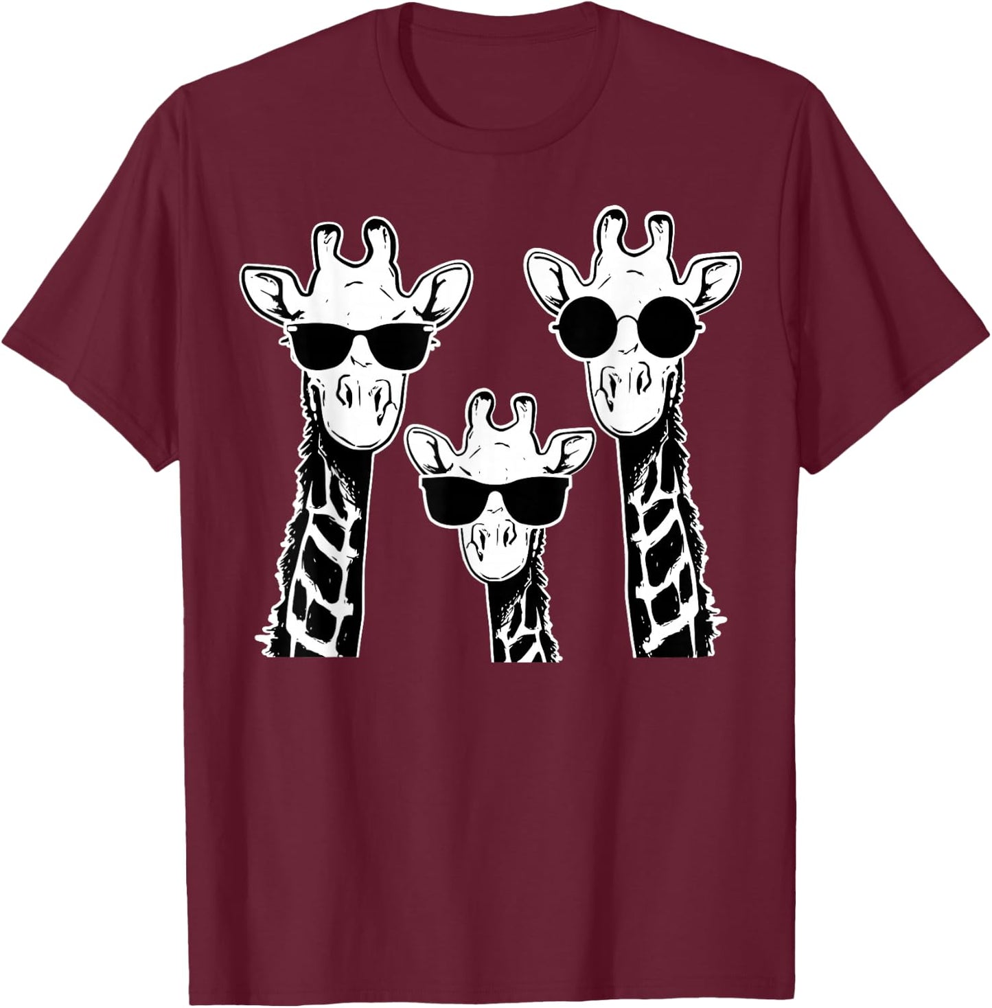 Giraffes family with sunglasses - Giraffe T-Shirt - T-Shirt | Maroon