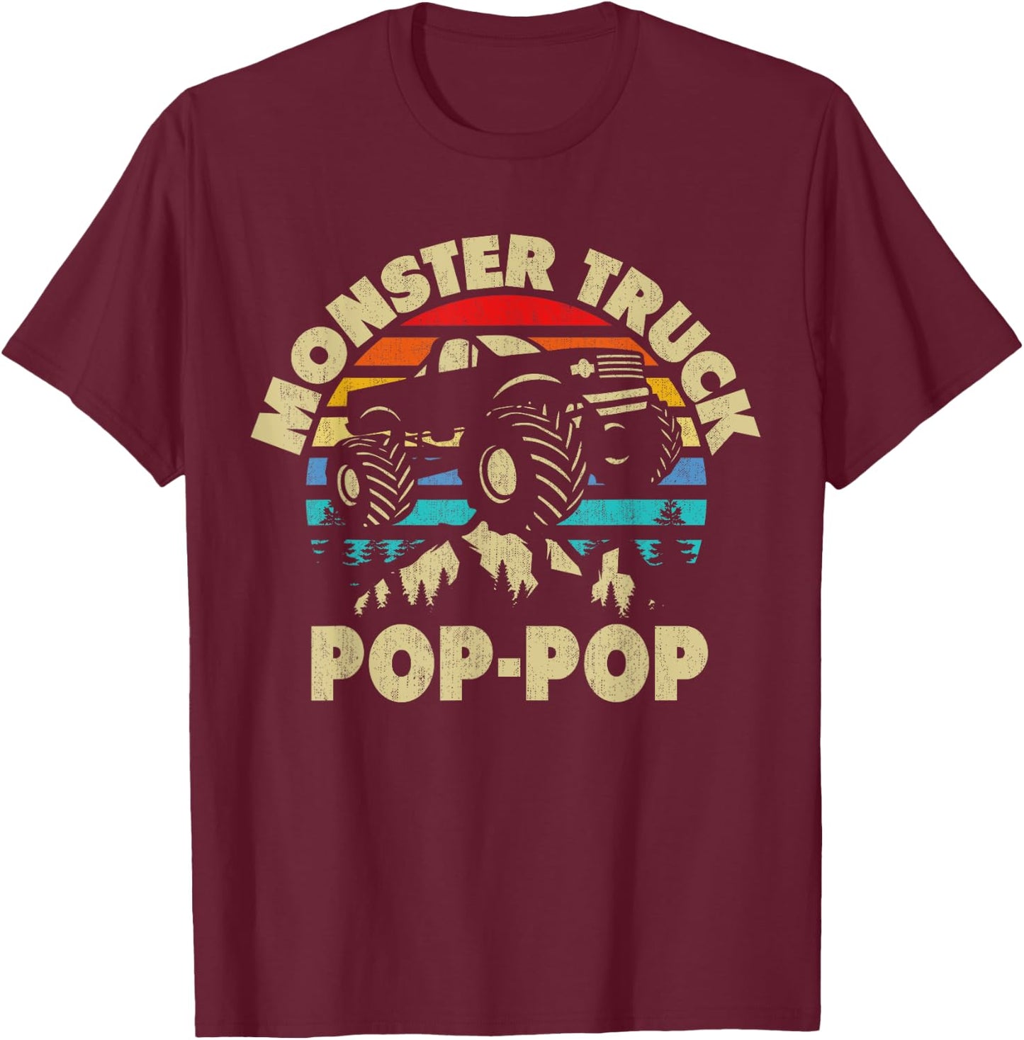 Monster Truck Pop-Pop Matching Family Monster Truck Grandpa T-Shirt - T-Shirt | Maroon