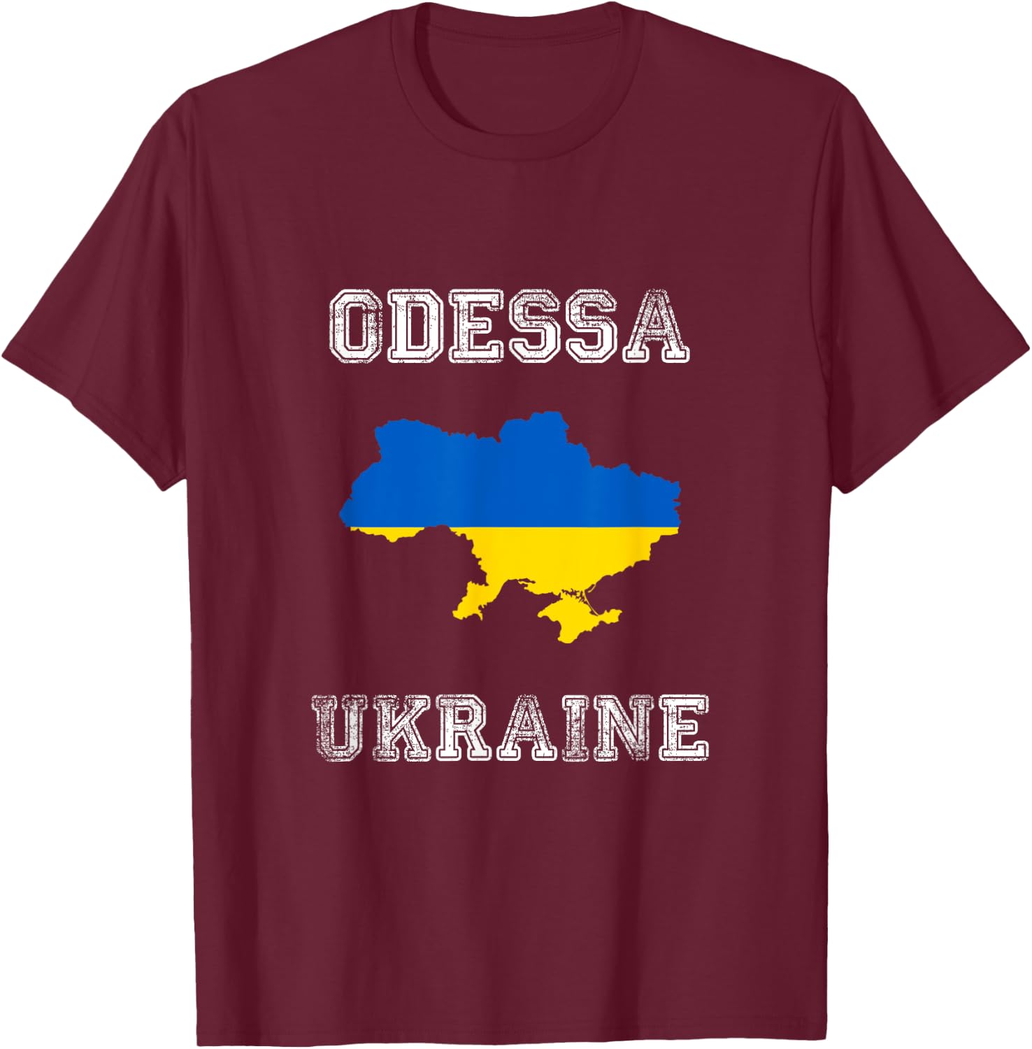 Retro Odessa Ukraine Distressed Ukraine Flag T-Shirt - T-Shirt | Maroon