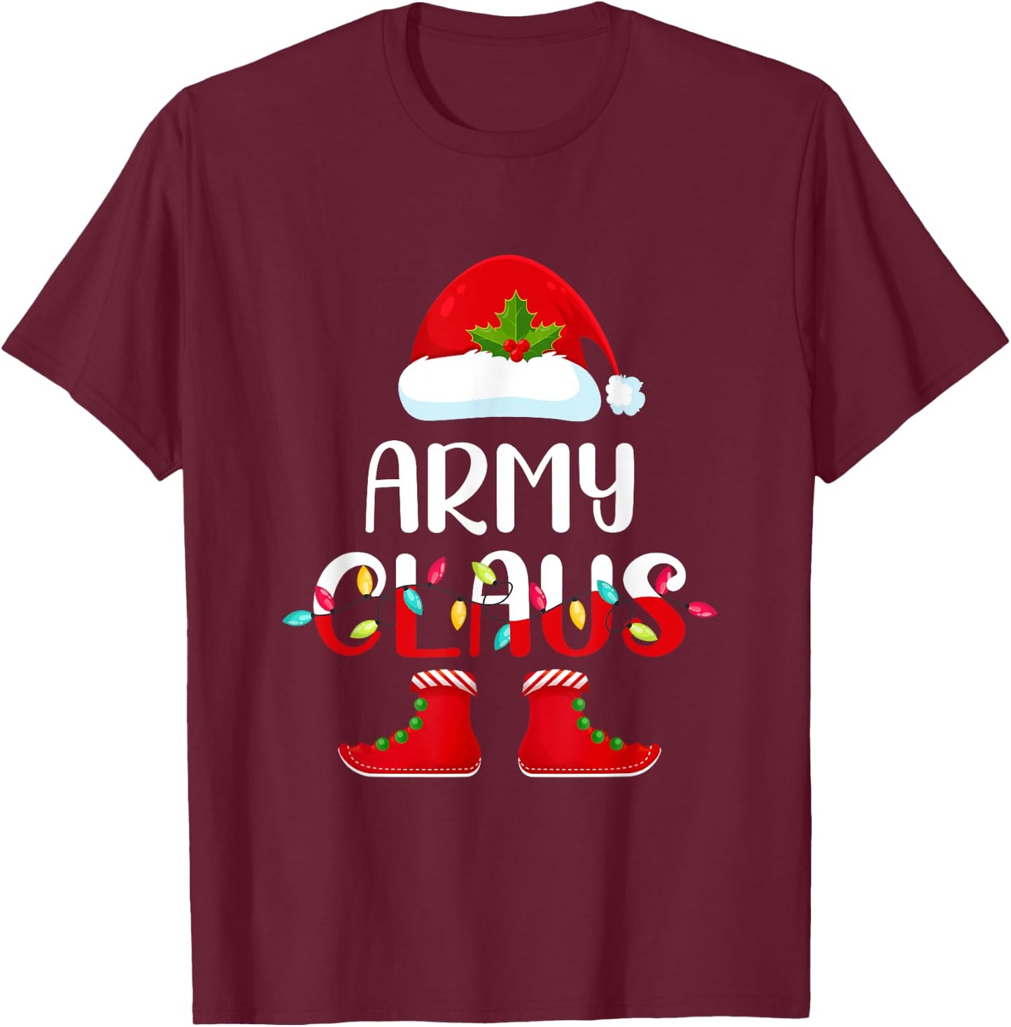 Santa Army Claus Elf Matching Family Group Christmas T-Shirt - T-Shirt | Maroon