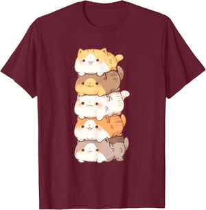 Adorable Stack of Cats for Cat Lovers Women Kids T-Shirt - T-Shirt | Maroon