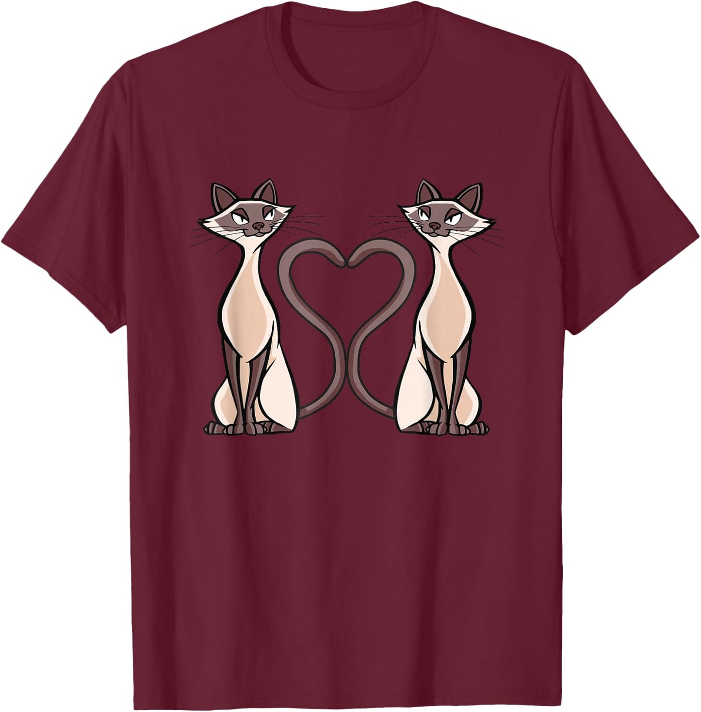 Twin Cats for Siamese Cat Owners T-Shirt - T-Shirt | Maroon