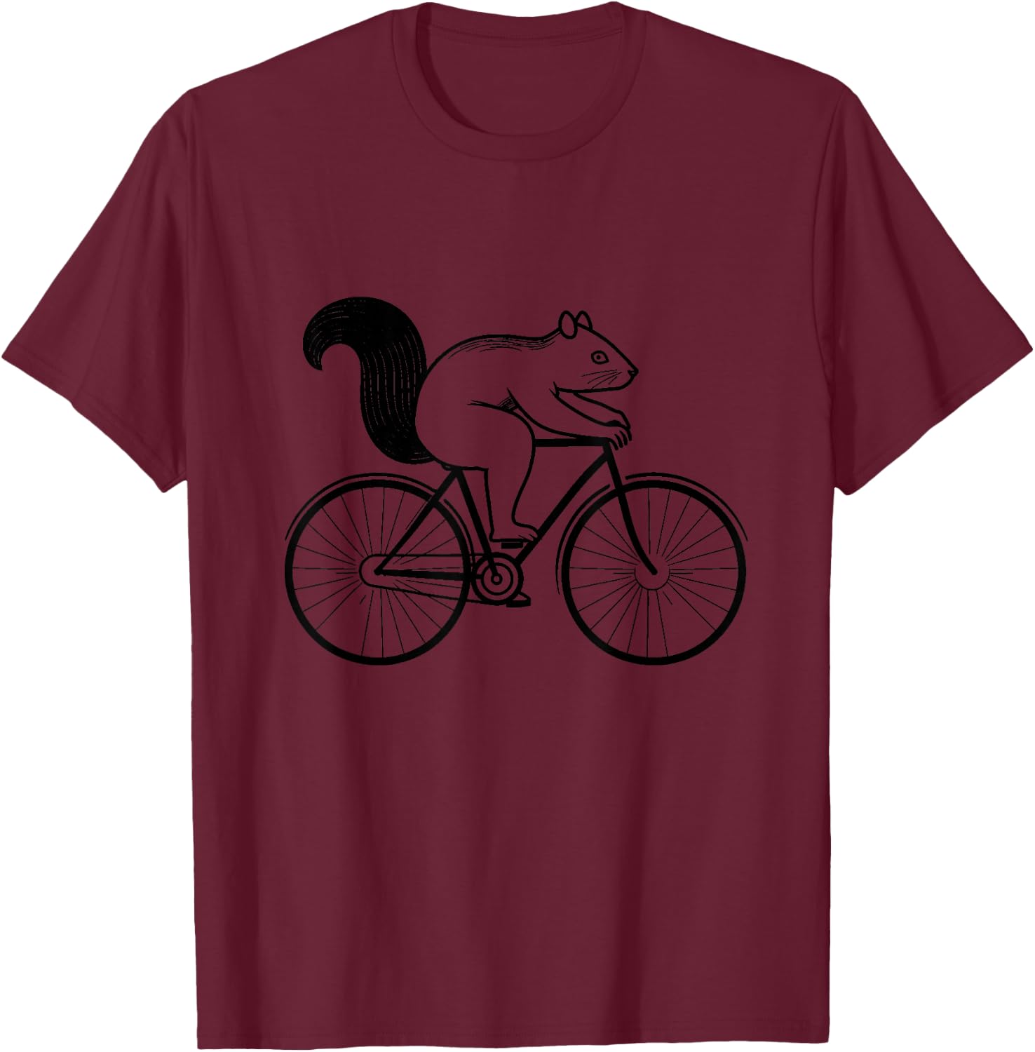 Squirrel Riding Bicycle Funny Cycling Animal Bike Cyclist T-Shirt - T-Shirt | Maroon