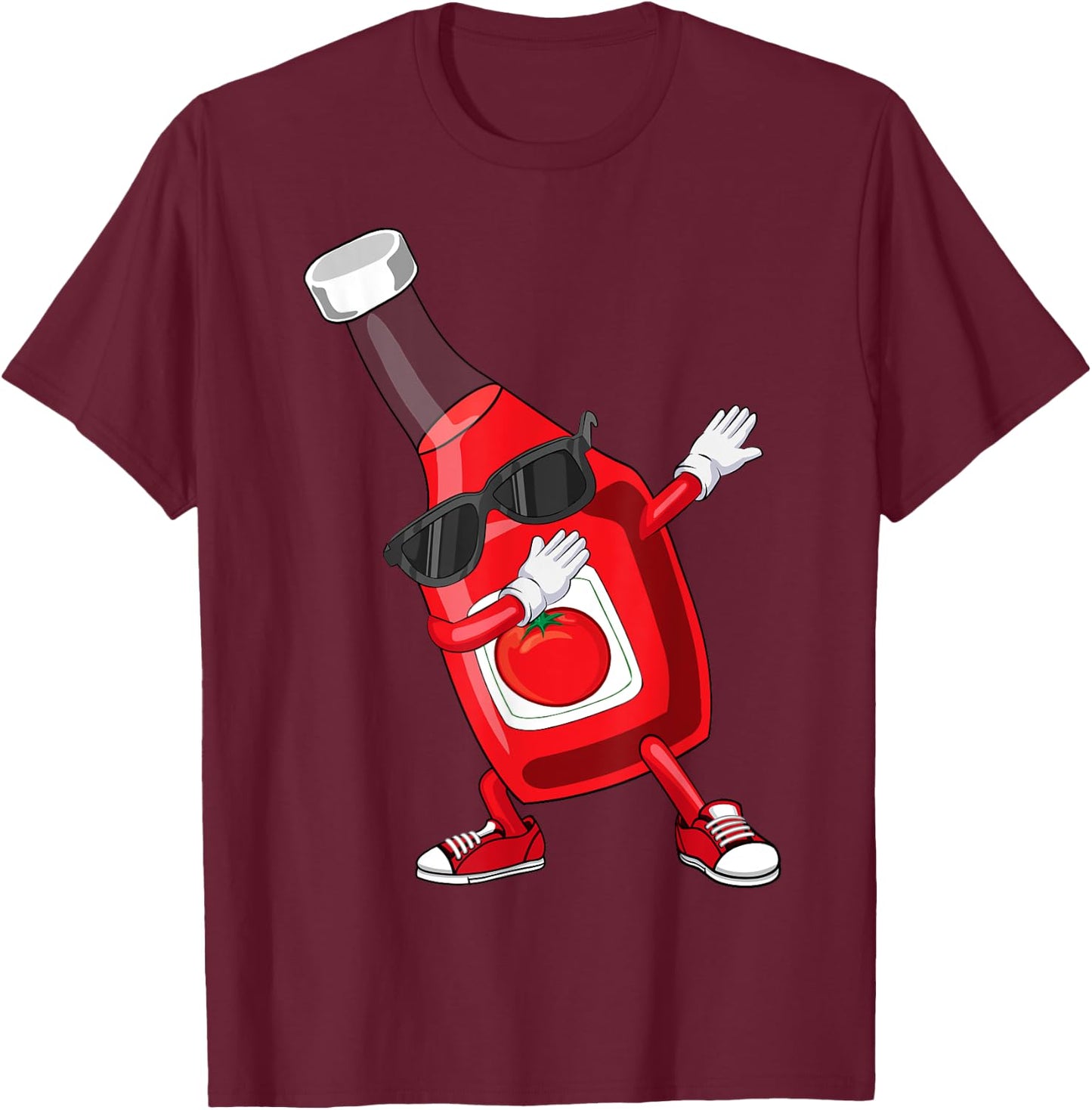 Funny Dabbing Ketchup Lover Gift Kids Boy Cute Condiment T-Shirt - T-Shirt | Maroon