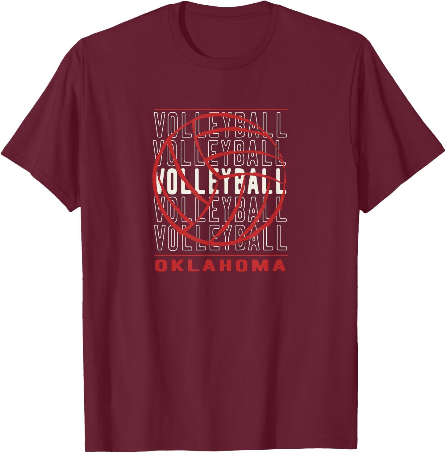 Volleyball Oklahoma Merch -Adults Black Small Classic Fit Short Sleeve T-Shirt - T-Shirt | Maroon