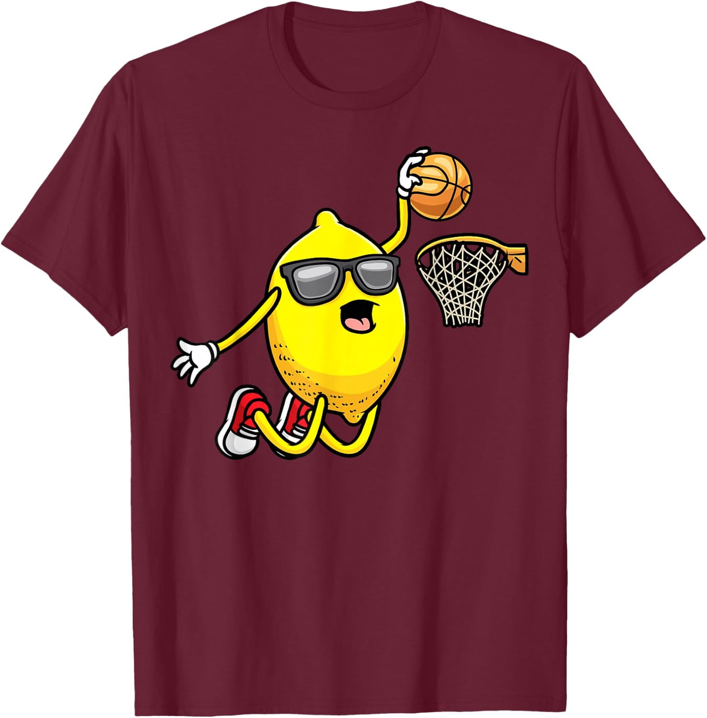 Basketball Player Lemon Playing Basketball Lemonade T-Shirt - T-Shirt | Maroon