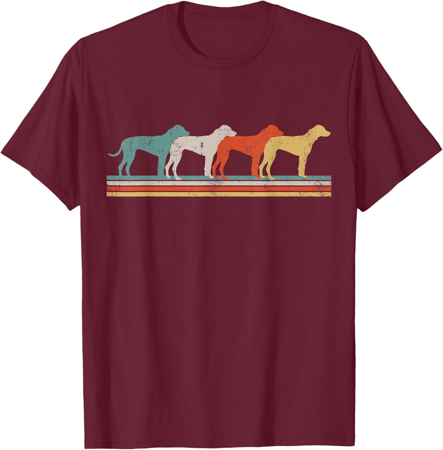 Rhodesian Ridgeback Dog Heart Retro Women Girls Kids T-Shirt - T-Shirt | Maroon