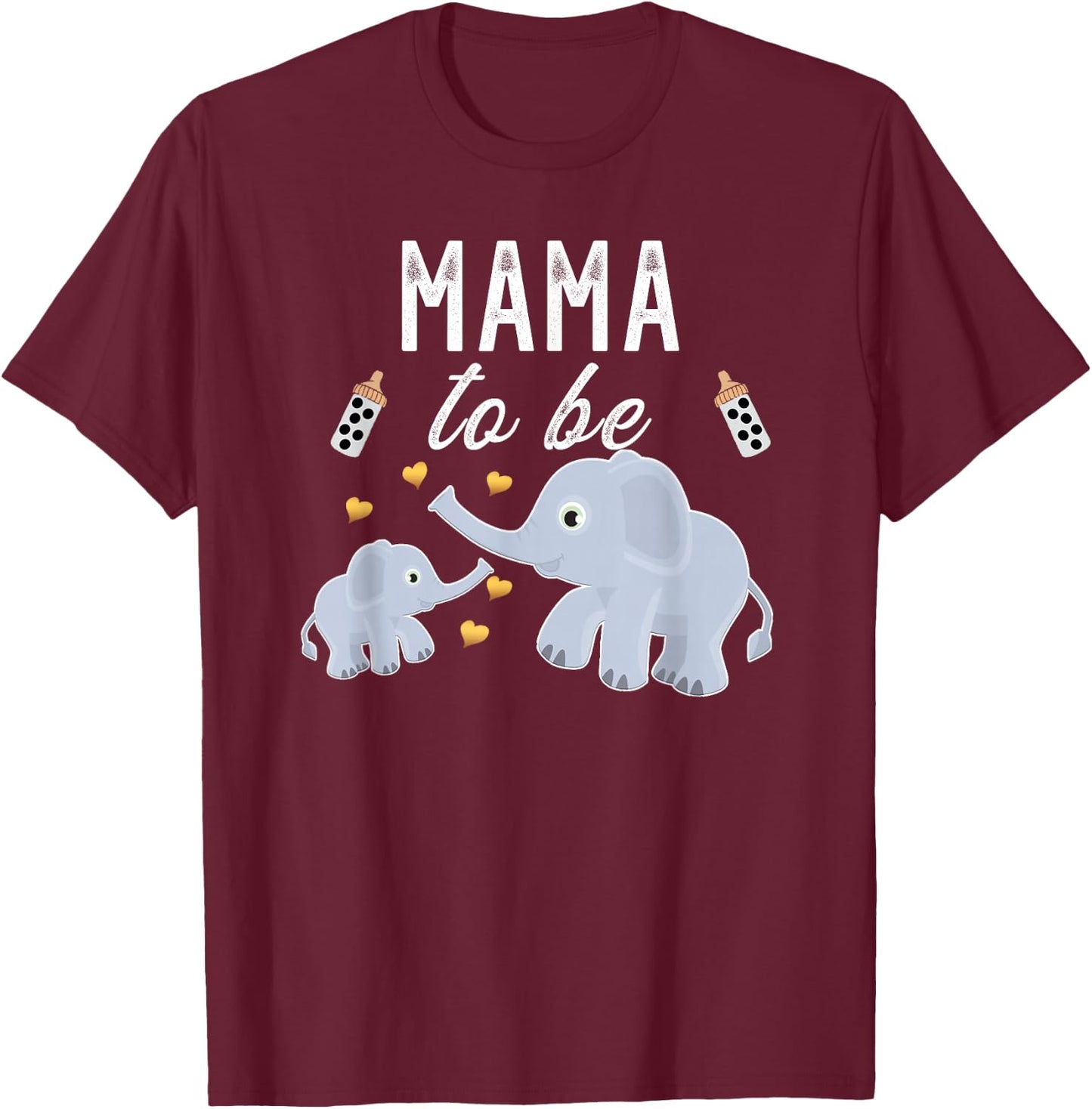 Mama To Be Elephant Baby Shower Mom Gift Cute T-Shirt - T-Shirt | Maroon