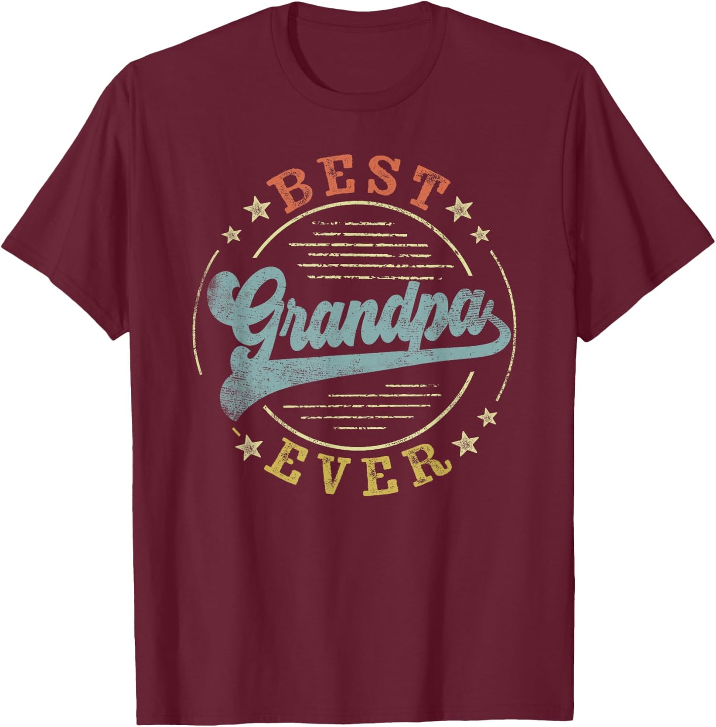 Best Grandpa Ever Father's Day Grandpa Gifts Vintage Emblem T-Shirt - T-Shirt | Maroon