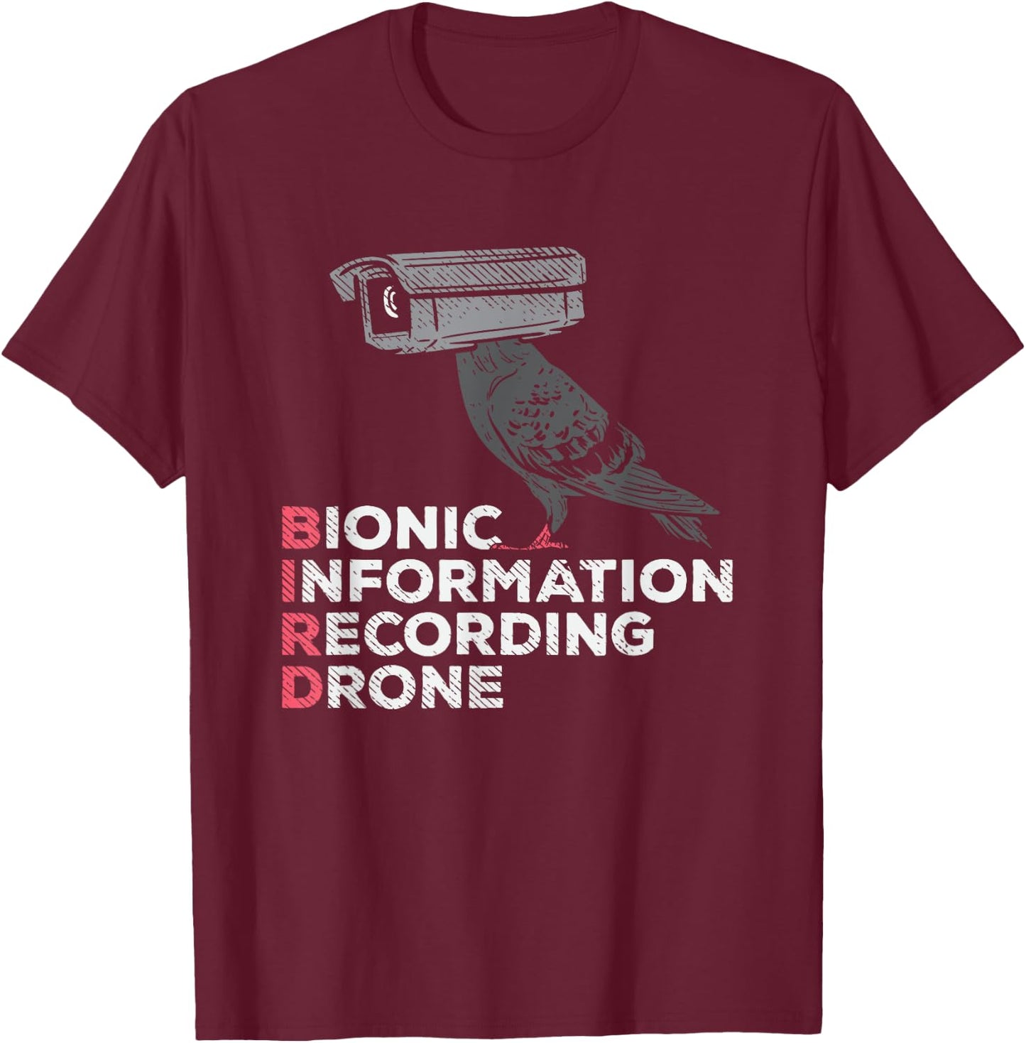 Funny Conspiracy Theories Pigeons are not real, conspiracy theory , Black, Small, Short Sleeve, Classic Fit T-Shirt - T-Shirt | Maroon