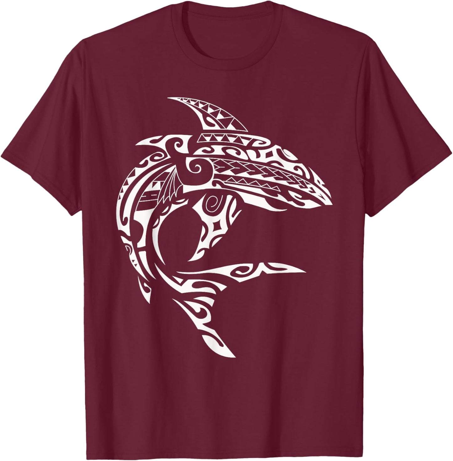 Tribal Hawaiian Maori Shark T-Shirt - T-Shirt | Maroon