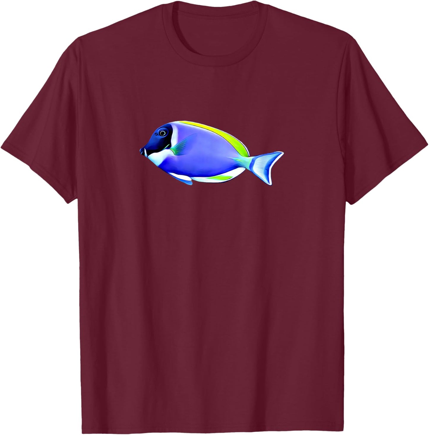 Powder Blue Tang Saltwater Reef Aquarium Shirt T-Shirt - T-Shirt | Maroon