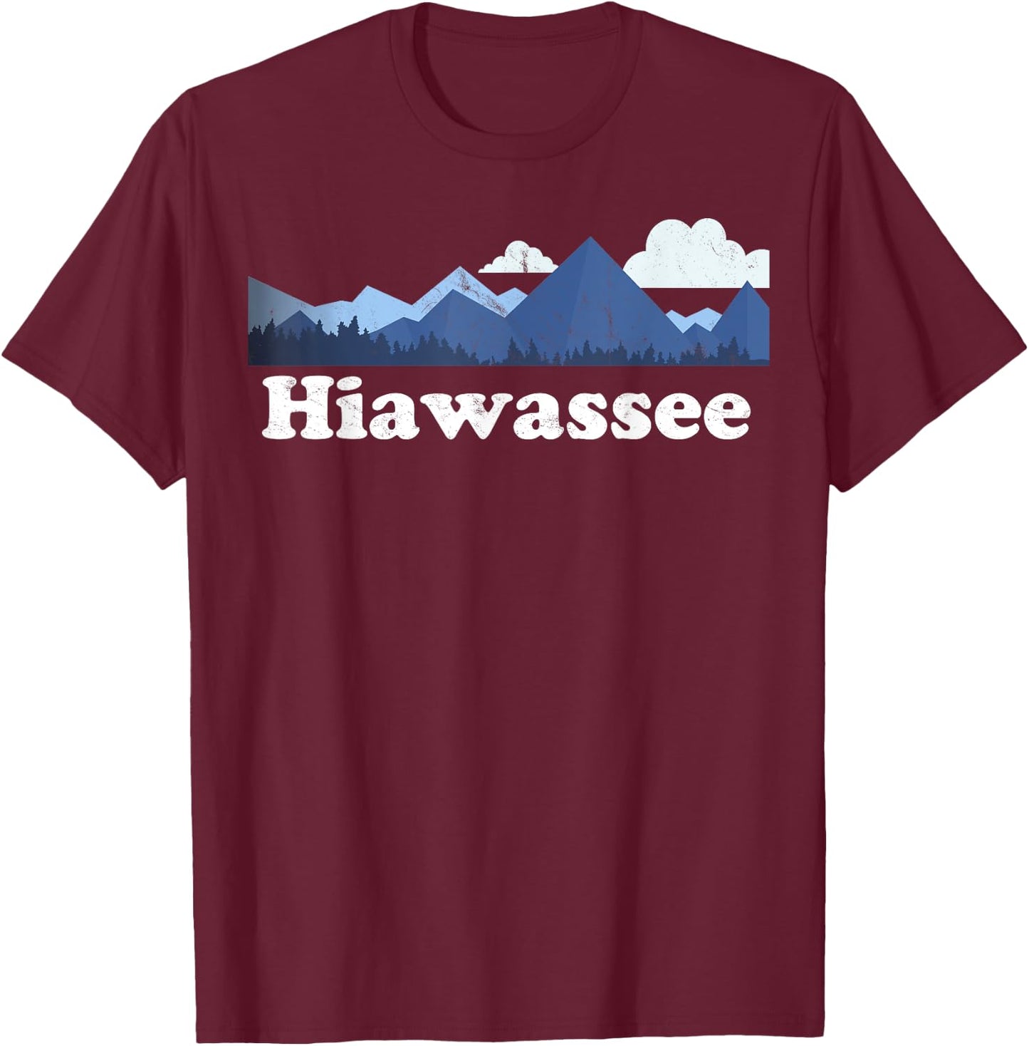 Cute Hiawassee Georgia GA Retro Blue Ridge Mountains T-Shirt - T-Shirt | Maroon