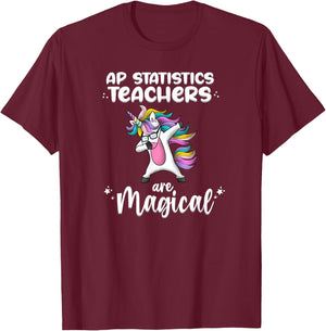 Unicorn AP Statistic Love Funny School Teacher Magical Women Girls Kids T-Shirt - T-Shirt | Maroon