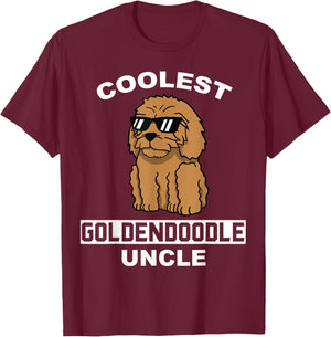 Coolest Goldendoodle Uncle Funny Dog Men Women T-Shirt - T-Shirt | Maroon