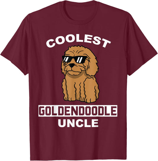 Coolest Goldendoodle Uncle Funny Dog Men Women T-Shirt - T-Shirt | Maroon