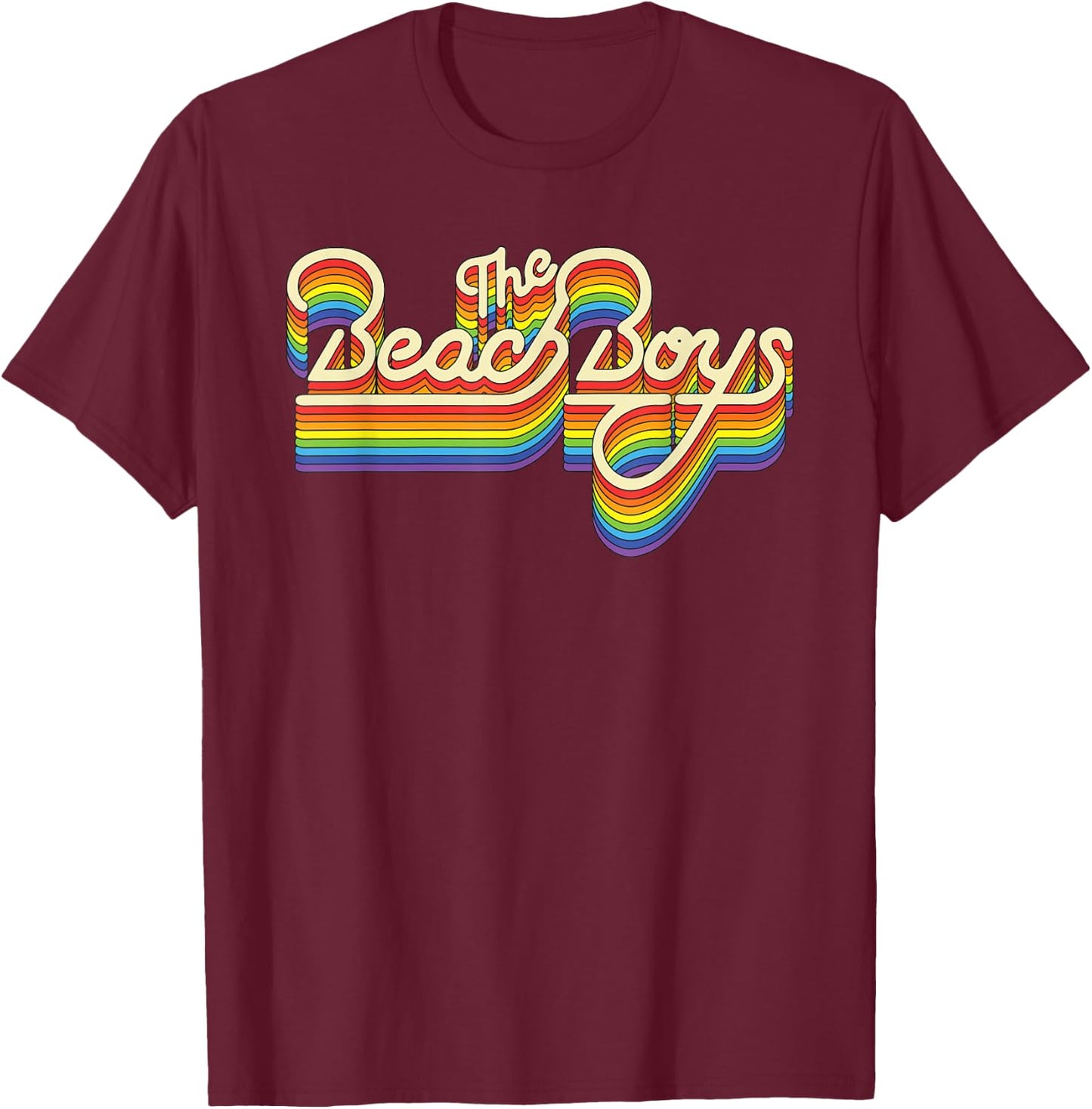 Beach Boys Rainbow Ripple Logo Small T-Shirt - T-Shirt | Maroon