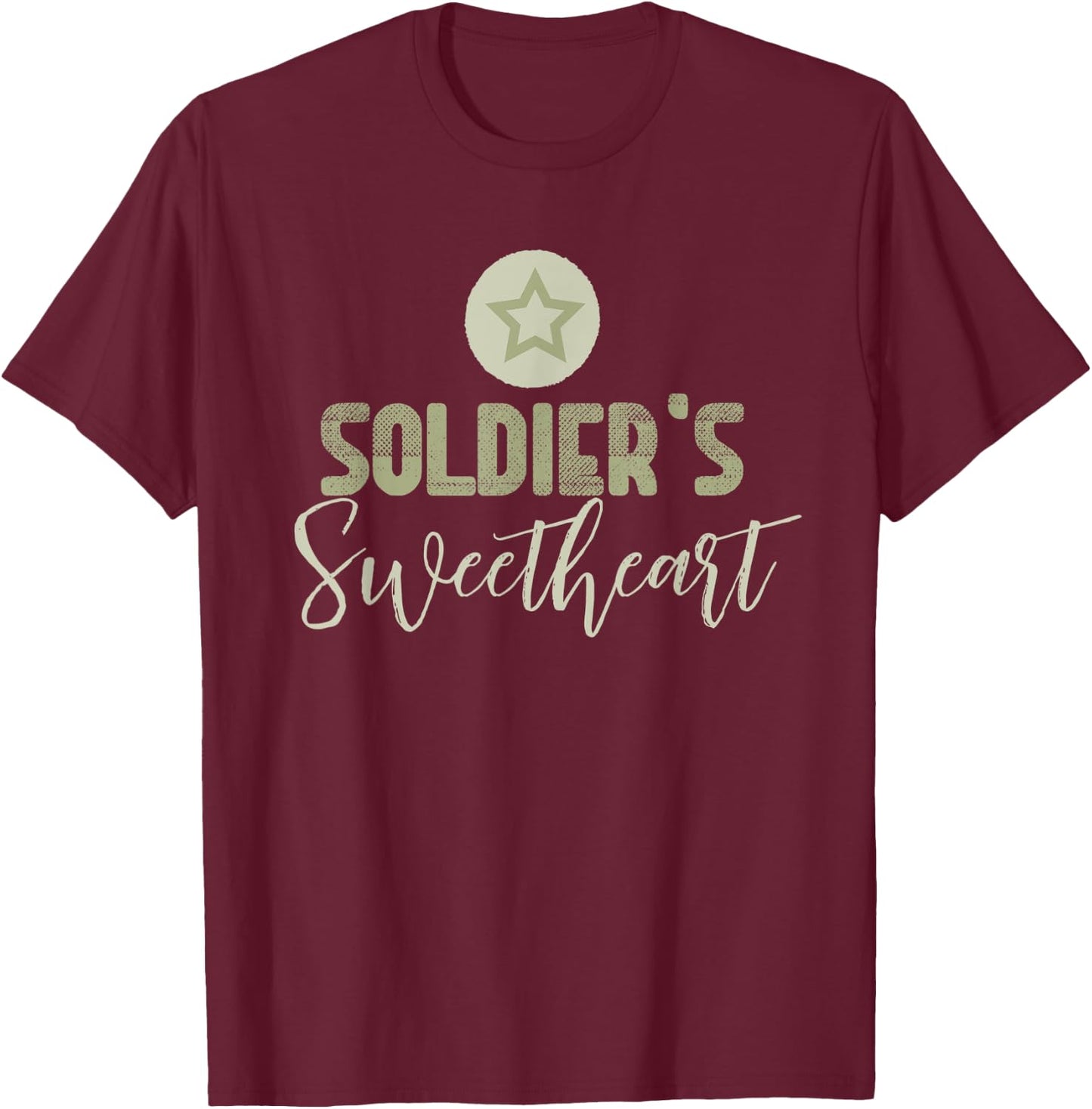 Soldier's Sweetheart army military Girlfriend wife mom T-Shirt - T-Shirt | Maroon