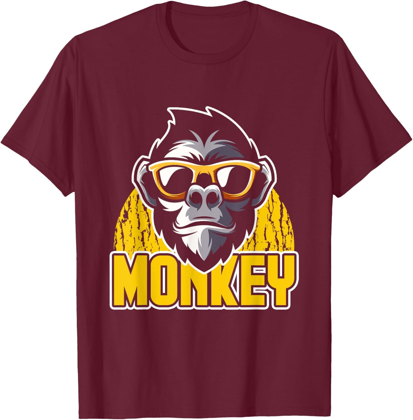 Funny Animal Men Boys Kids Primate Monkey T-Shirt - T-Shirt | Maroon