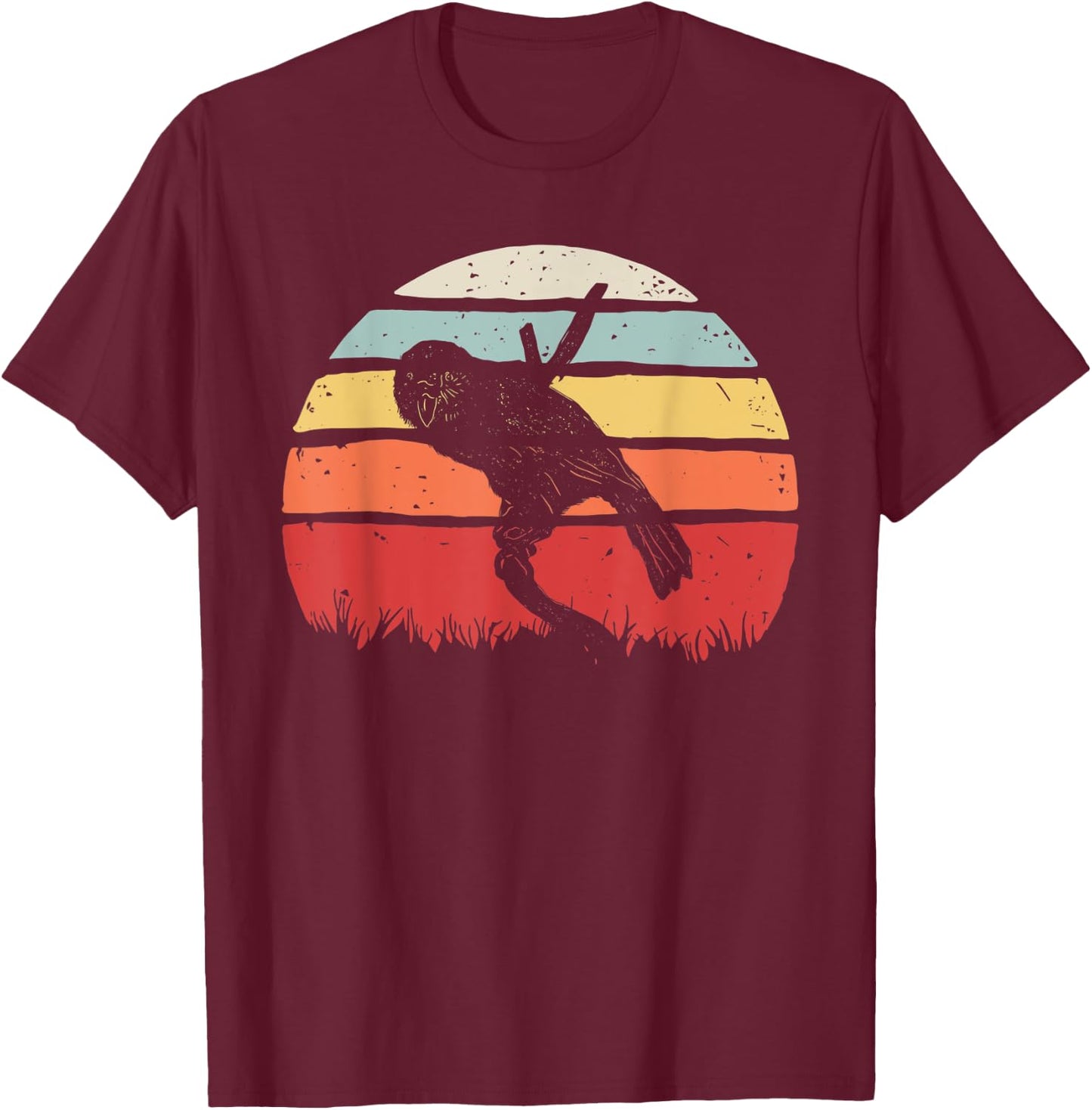 Vintage Retro Kakapo Bird T-Shirt - T-Shirt | Maroon