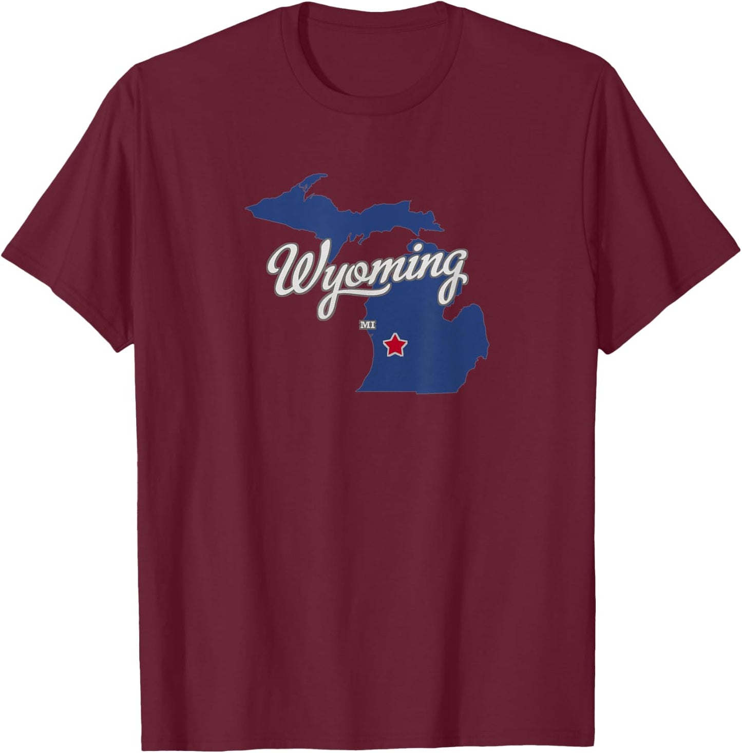 Wyoming Michigan MI Map T-Shirt - T-Shirt | Maroon