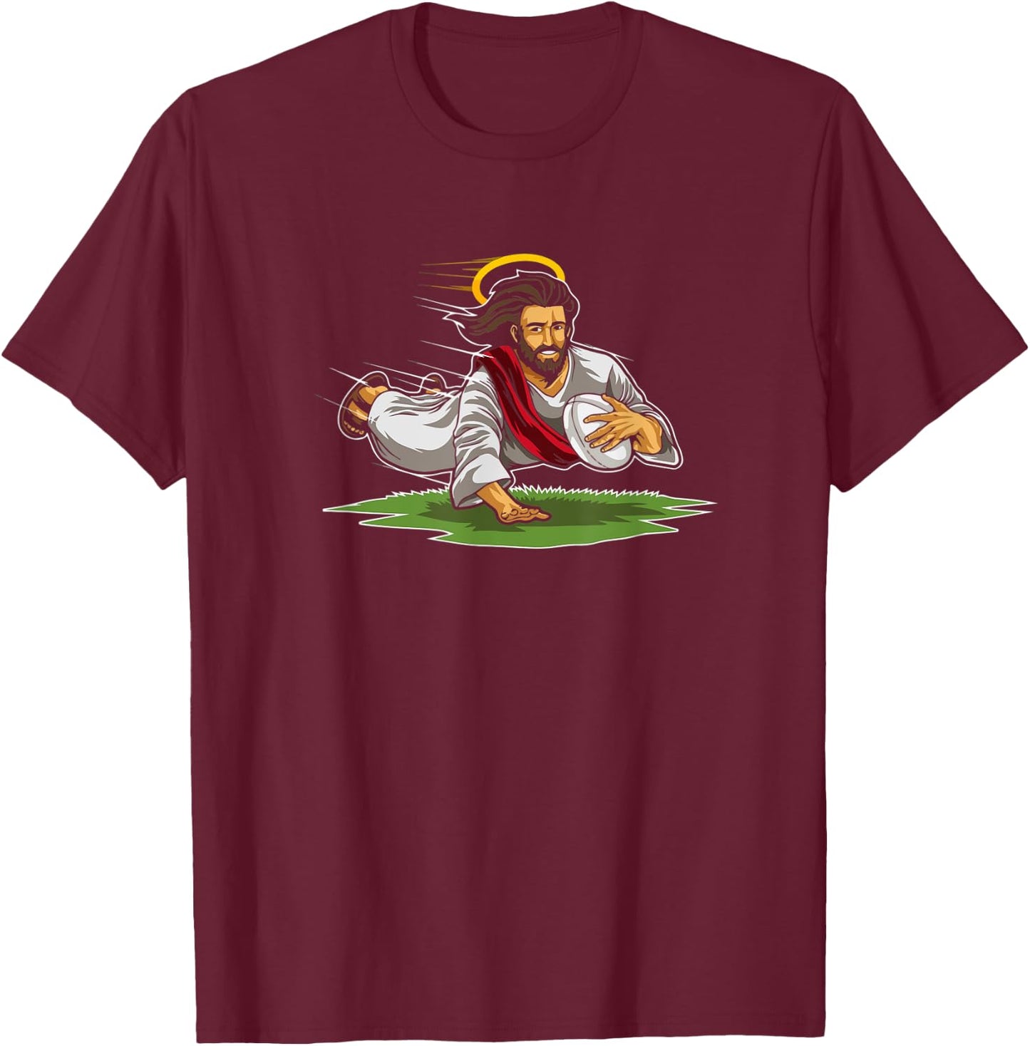 Rugby Jesus Rugby Player Jesus Makes A Touchdown T-Shirt - T-Shirt | Maroon