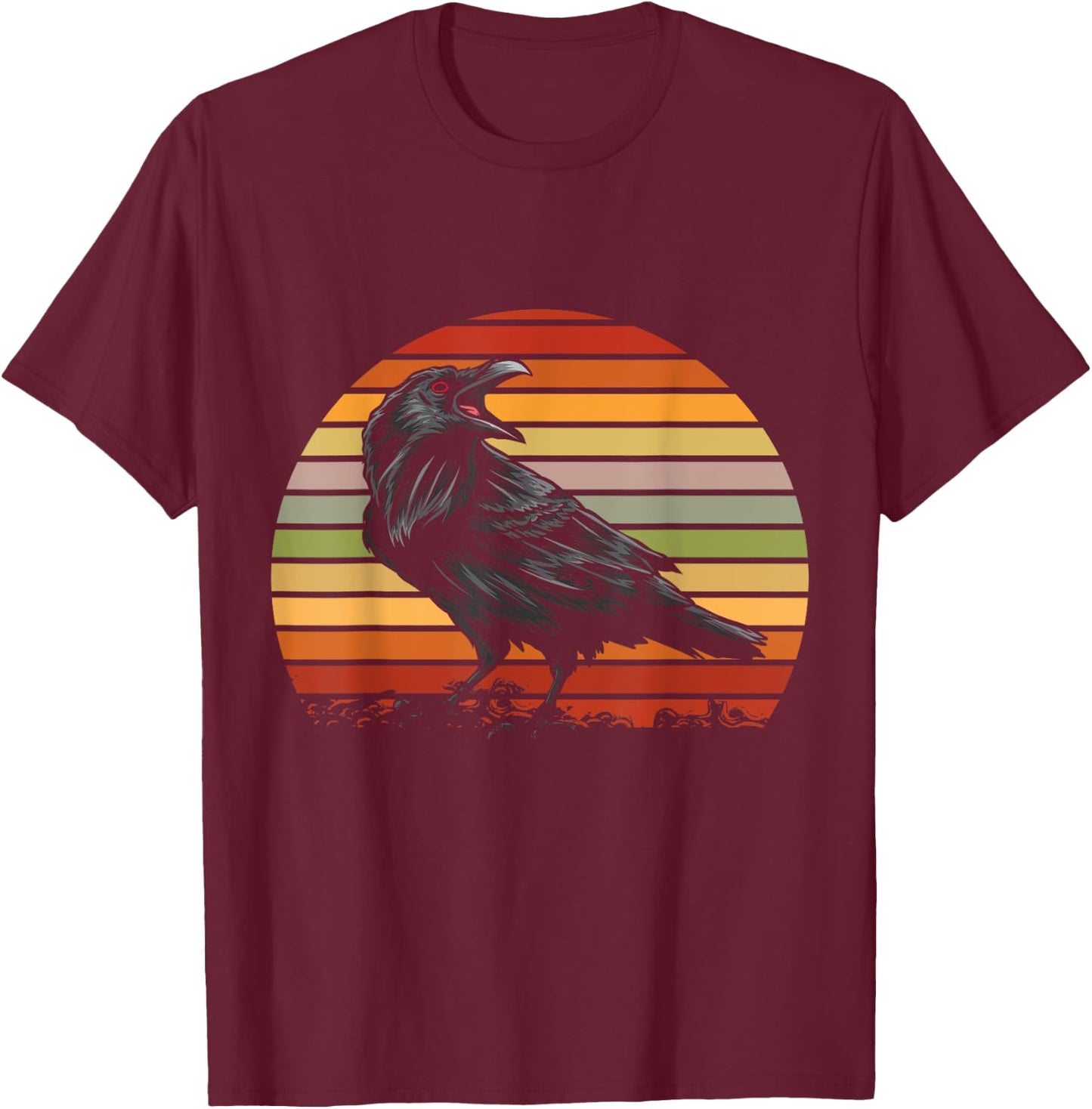 Retro Crow T-Shirt - T-Shirt | Maroon