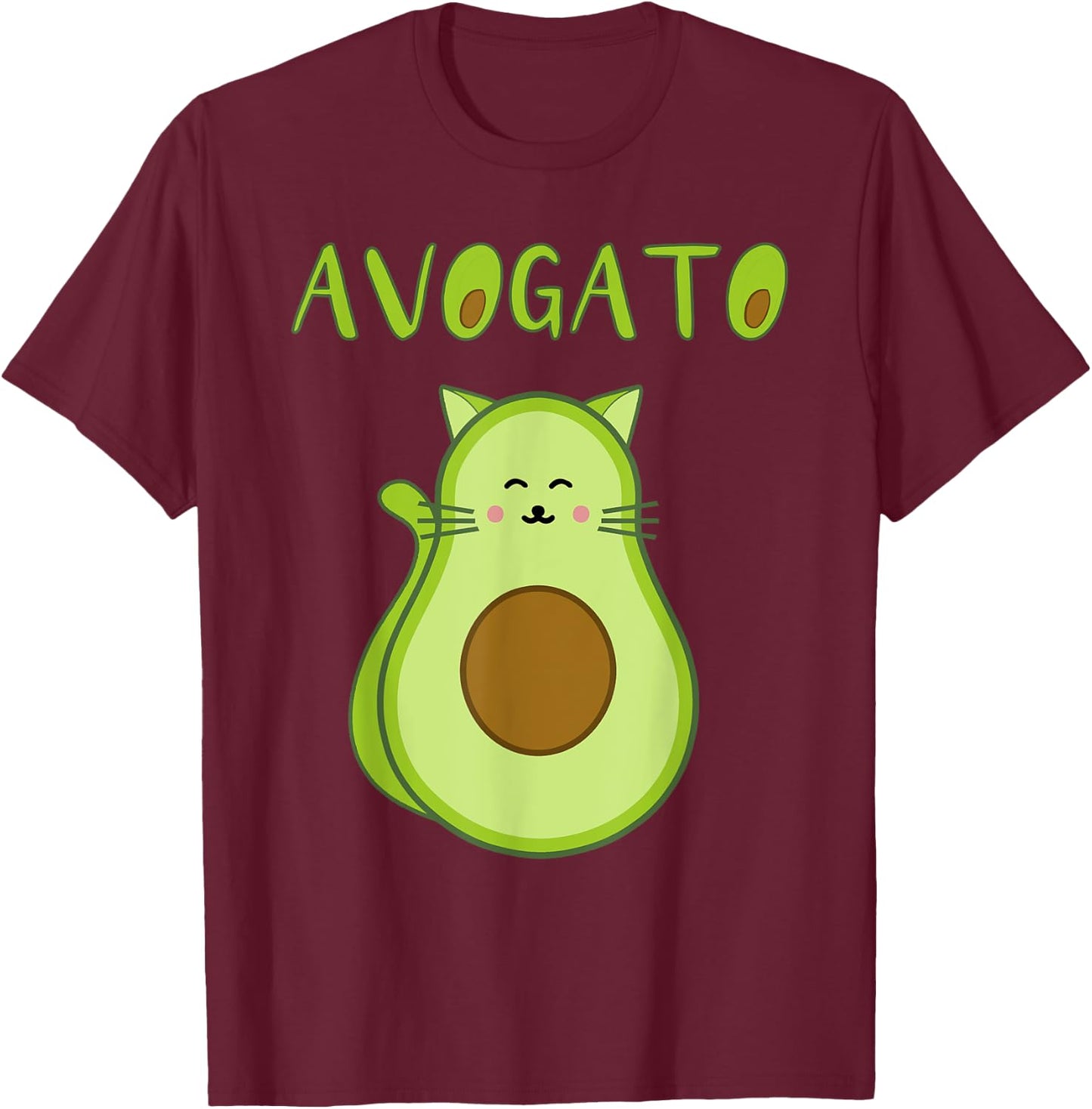 Funny Avogato Christmas Avocado Cat Foodie Design Lover Kids T-Shirt - T-Shirt | Maroon