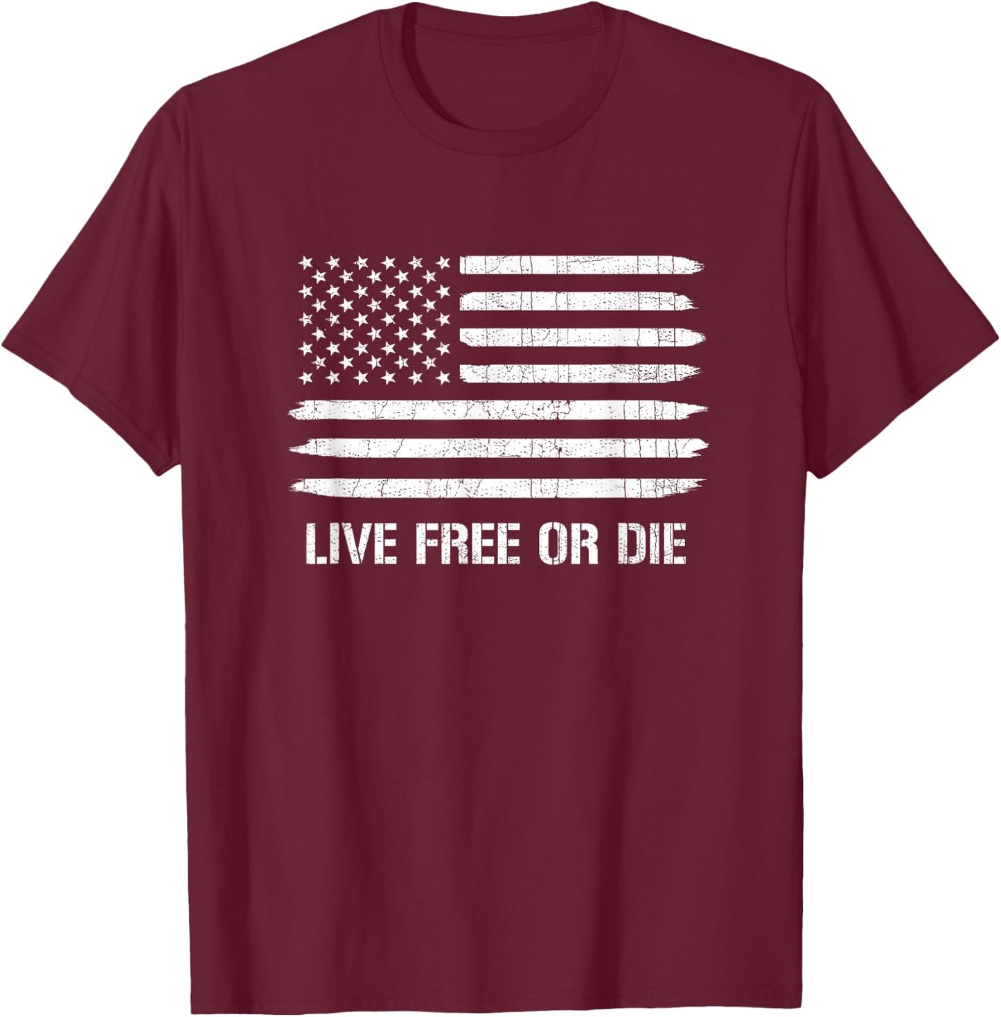 Live Free or Die 2nd Amendment American Flag T-Shirt - T-Shirt | Maroon