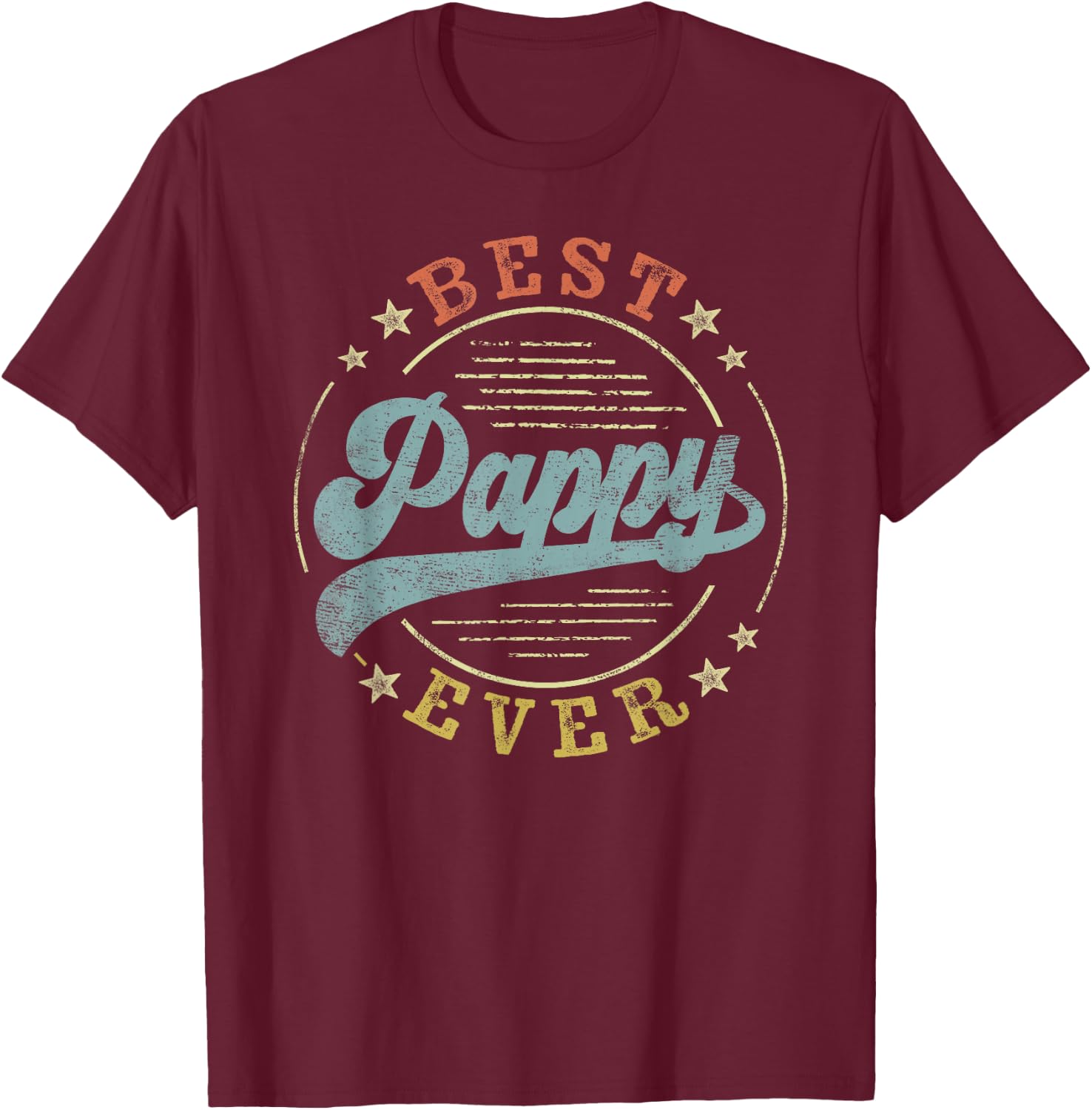 Best Pappy Ever Father's Day Pappy Gifts Vintage Emblem T-Shirt - T-Shirt | Maroon