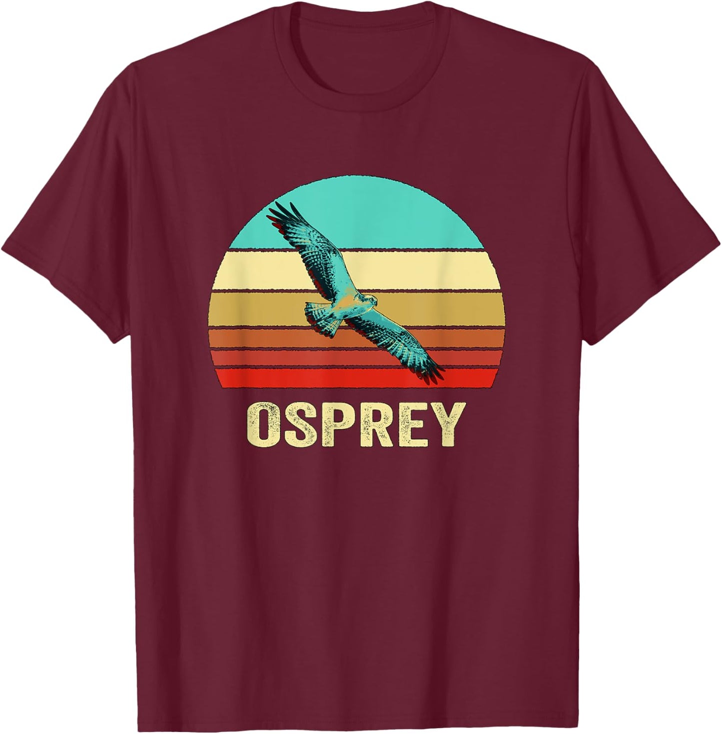 Vintage Retro Style Sunset Osprey T-Shirt - T-Shirt | Maroon
