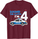 Kids Police Car 4th Birthday Boy 4 Cop Policeman Officer Four T-Shirt - T-Shirt | Maroon