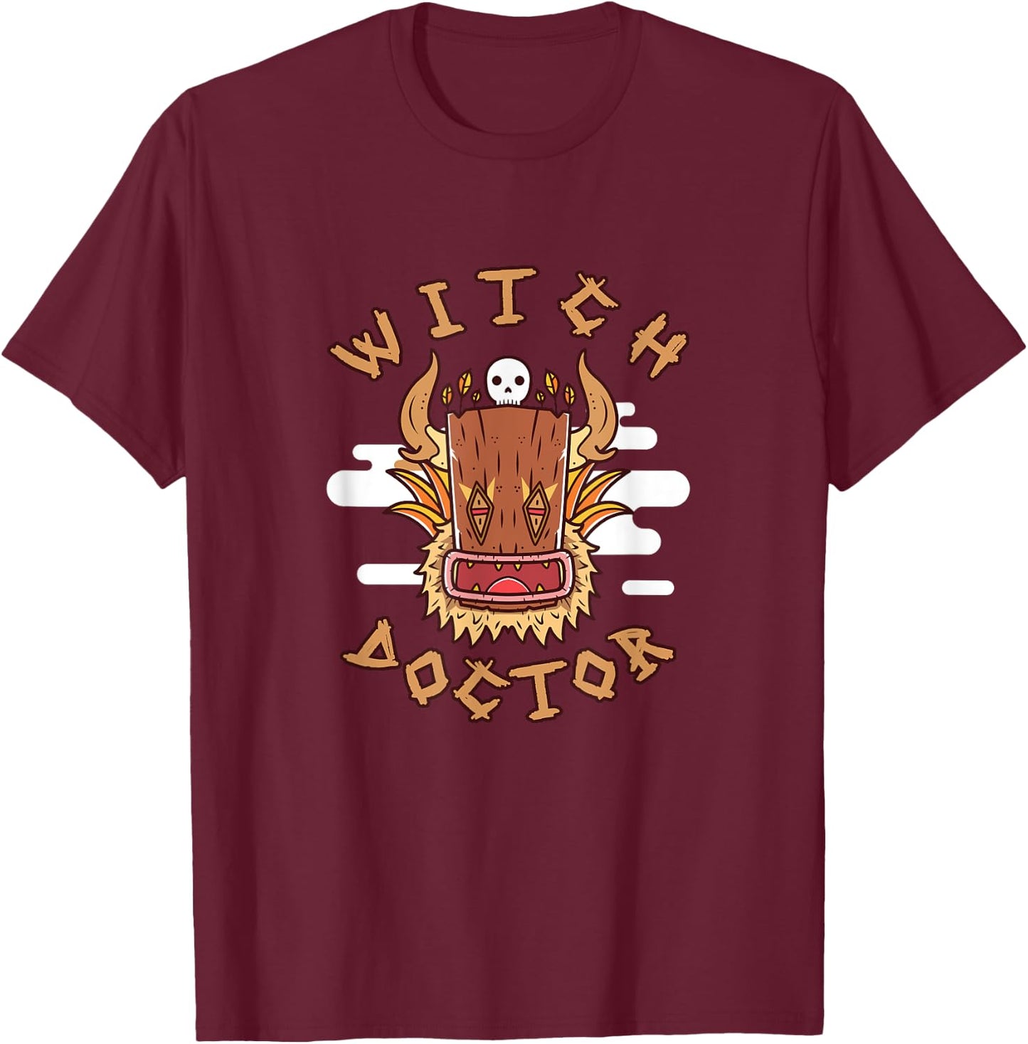 Witch Doctor Healer Shaman Head T-Shirt - T-Shirt | Maroon