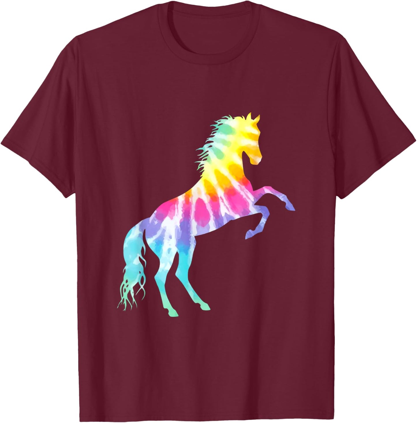 Beautiful Tie Dye Horse T-Shirt - T-Shirt | Maroon