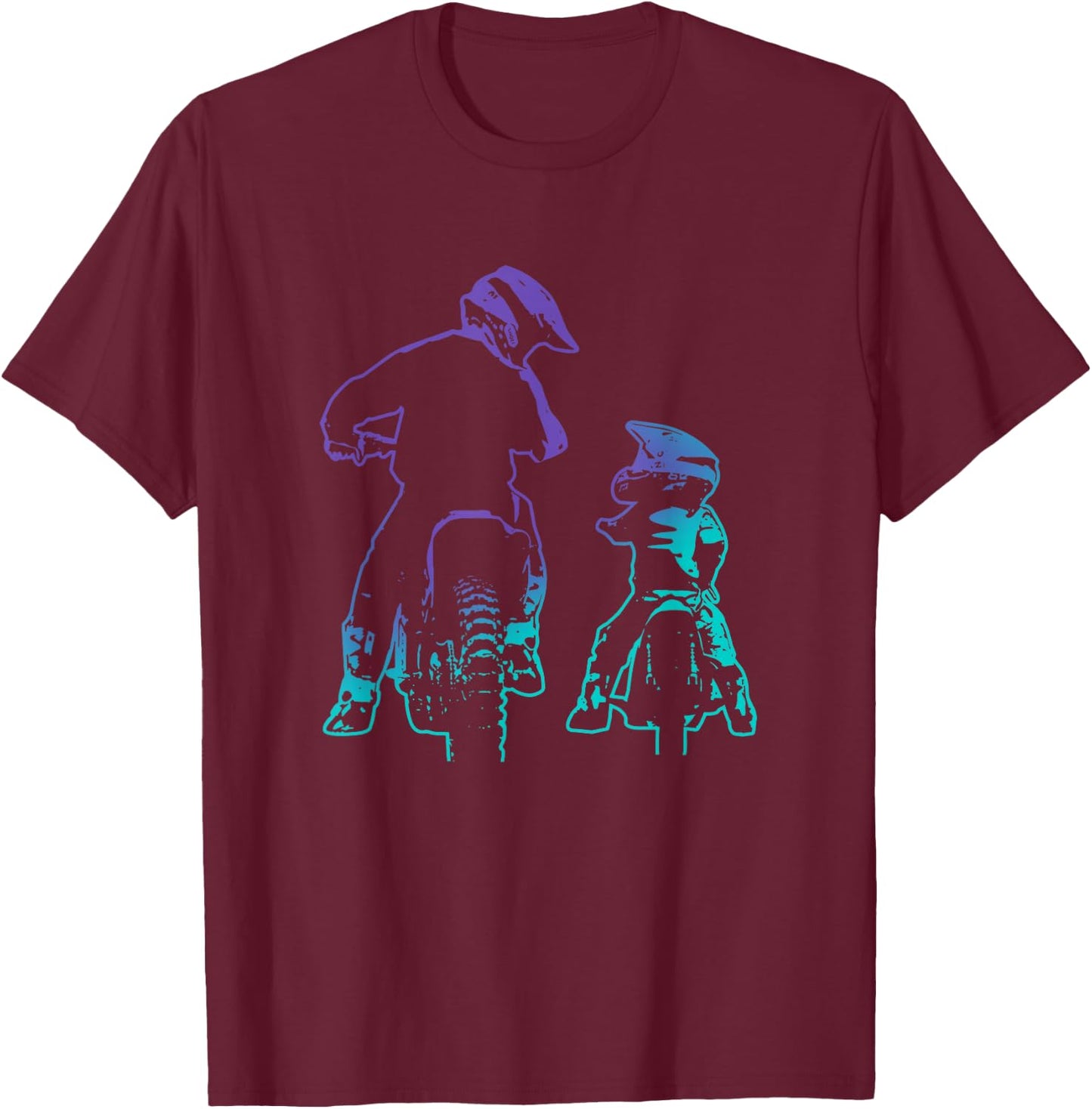 Dirt Bike Dad and Son Motocross Biking T-Shirt - T-Shirt | Maroon