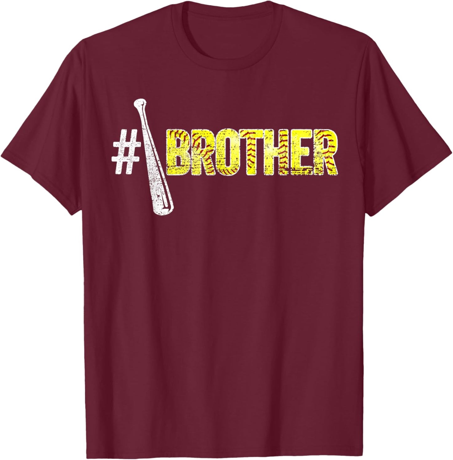 Number One Softball Brother Fathers Day Funny Softball Papa T-Shirt - T-Shirt | Maroon