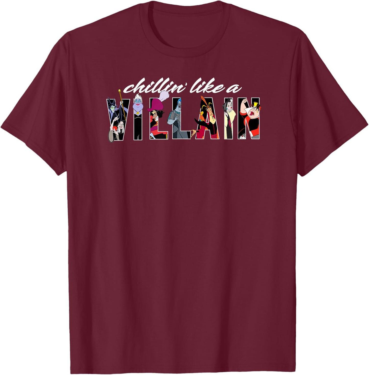 Disney - Villains Chillin Like A Villain T-Shirt - T-Shirt | Maroon