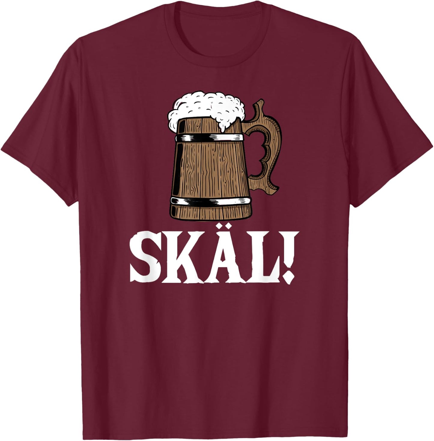 Skäl Wooden Beer Mug Viking T-Shirt - T-Shirt | Maroon