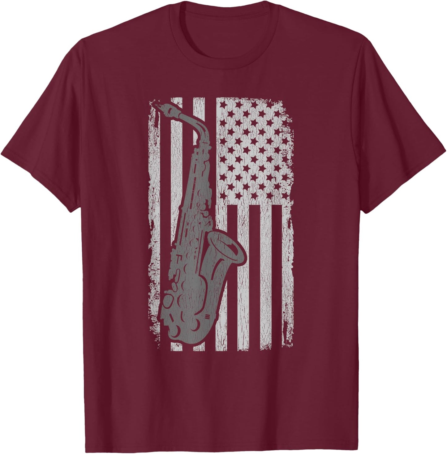 Vintage American Flag Saxophone Funny Sax Music Player Gifts Women Kids Men T-Shirt - T-Shirt | Maroon