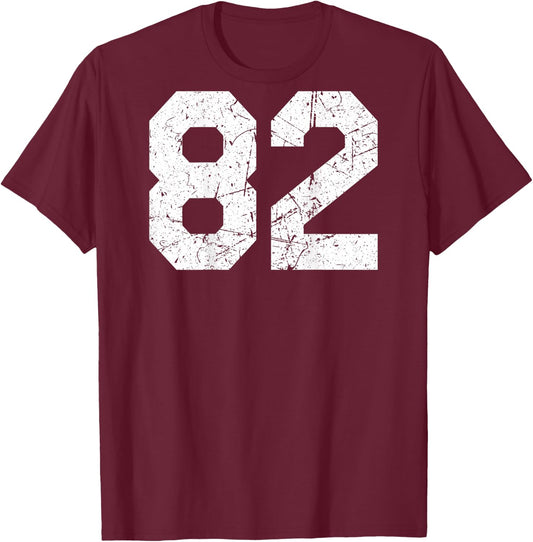 #82 Jersey Uniform Varsity Sports Number, 82nd T-Shirt - T-Shirt | Maroon
