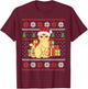 Funny Ugly Christmas Sweater Cat Design Xmas Men Women Kids T-Shirt - T-Shirt | Maroon