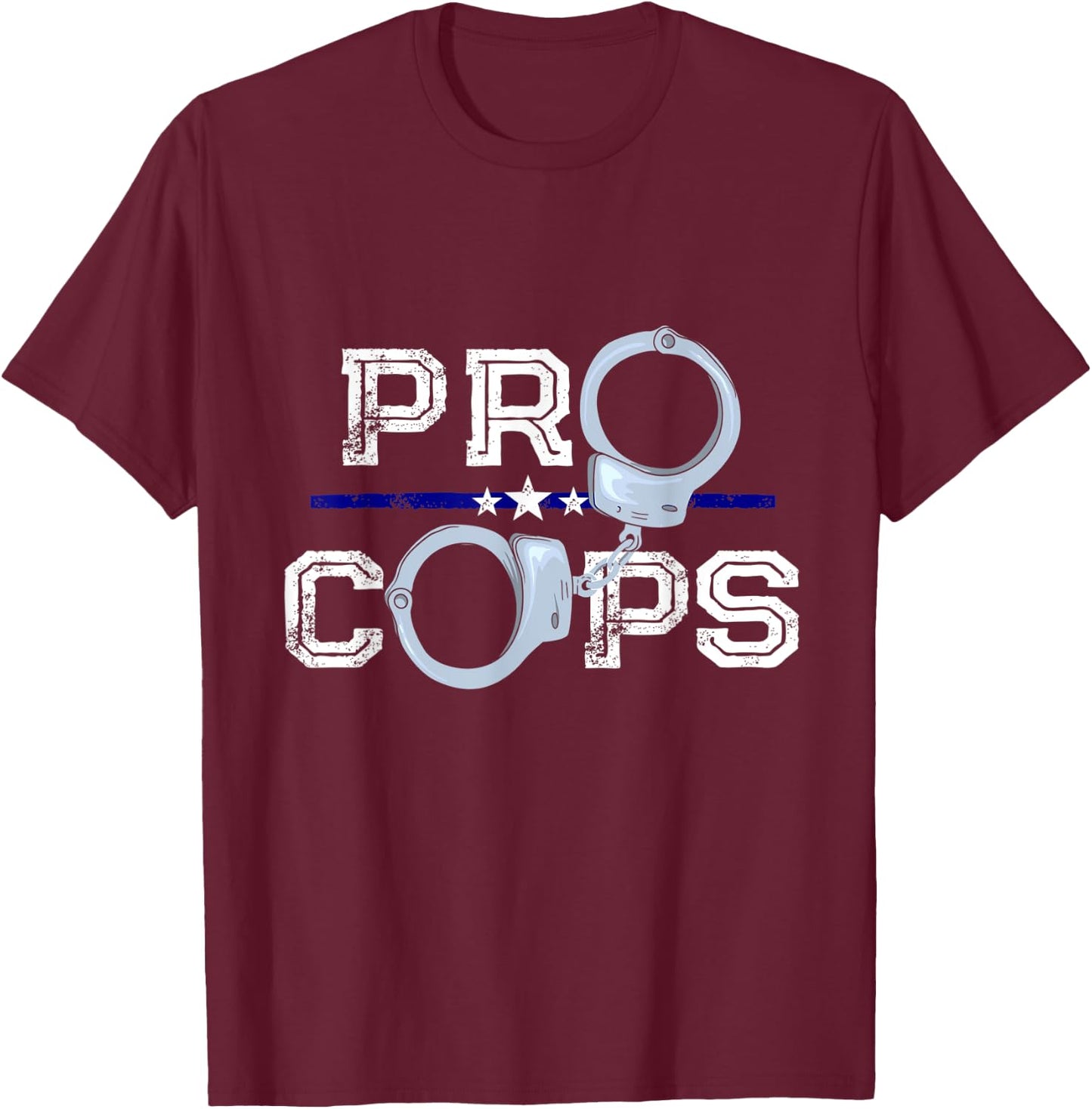 Pro Cops Blue Line Police Officer Supporter T-Shirt - T-Shirt | Maroon