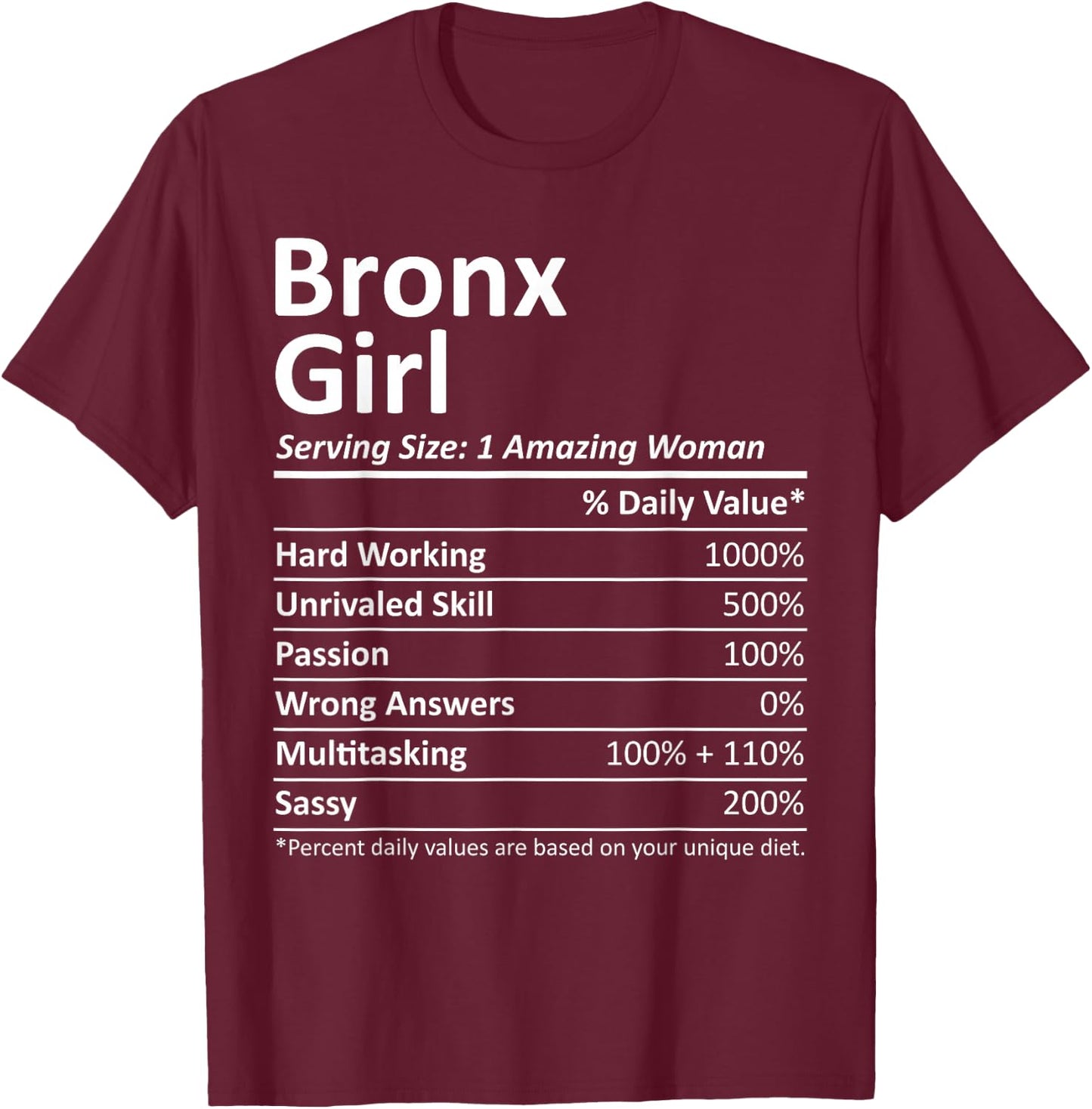 Bronx Girl NY New York Funny City Home Roots USA Gift Small T-Shirt - T-Shirt | Maroon