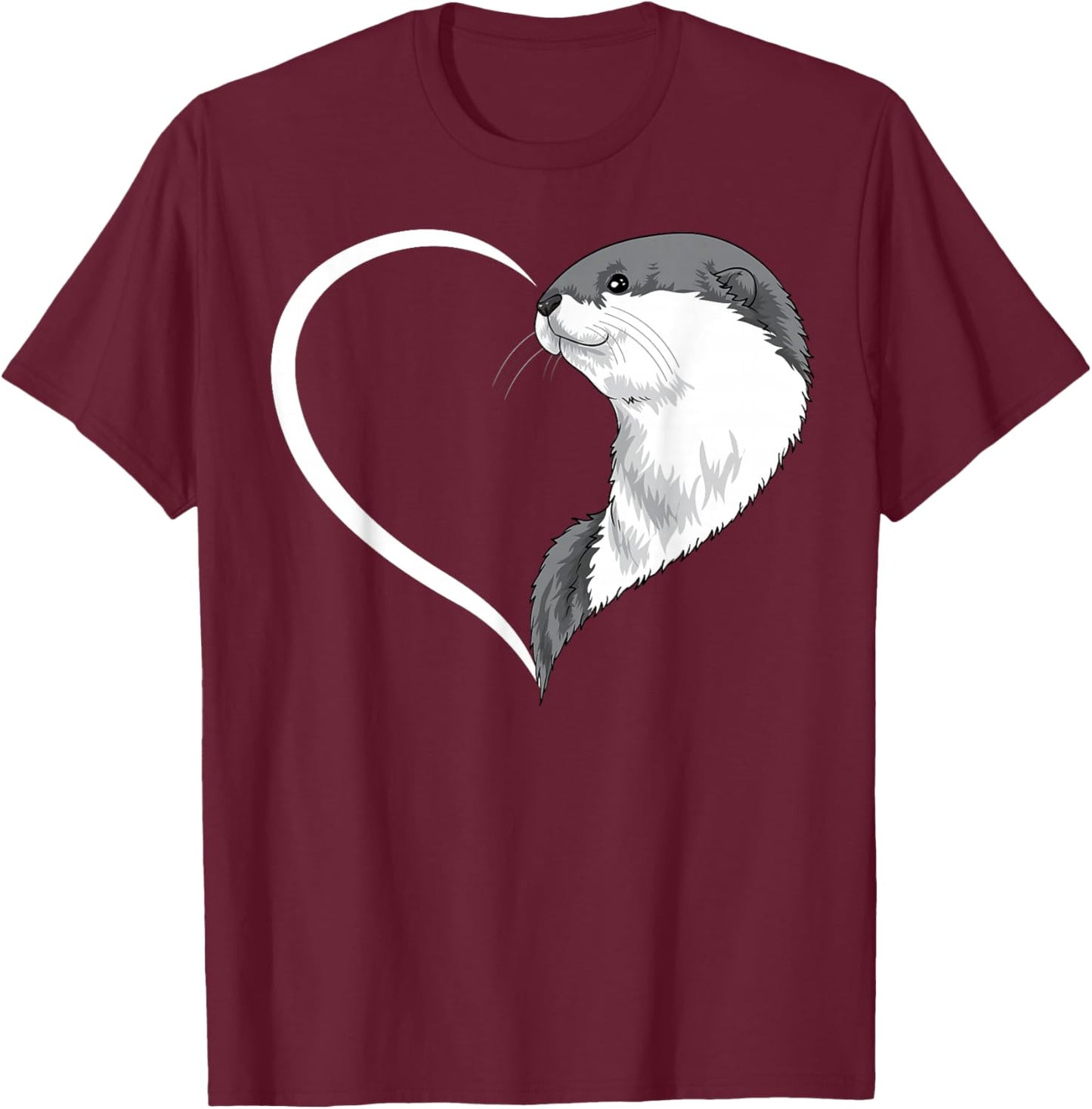 Otter Shirts Girls Kids Heart Cute Otter T-Shirt - T-Shirt | Maroon